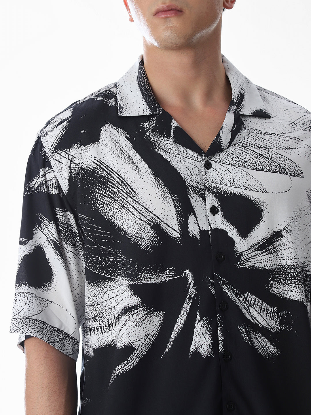 Black Abstract Print Viscose Shirt