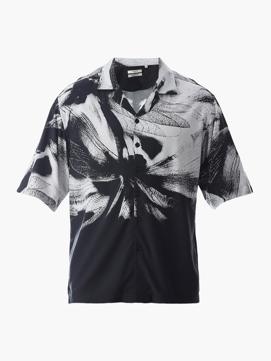 Black Abstract Print Viscose Shirt