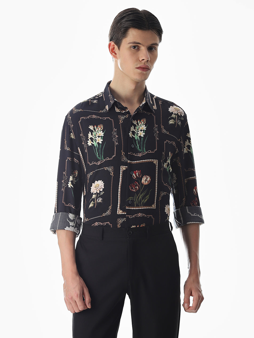 Black Printed Viscose Shirt