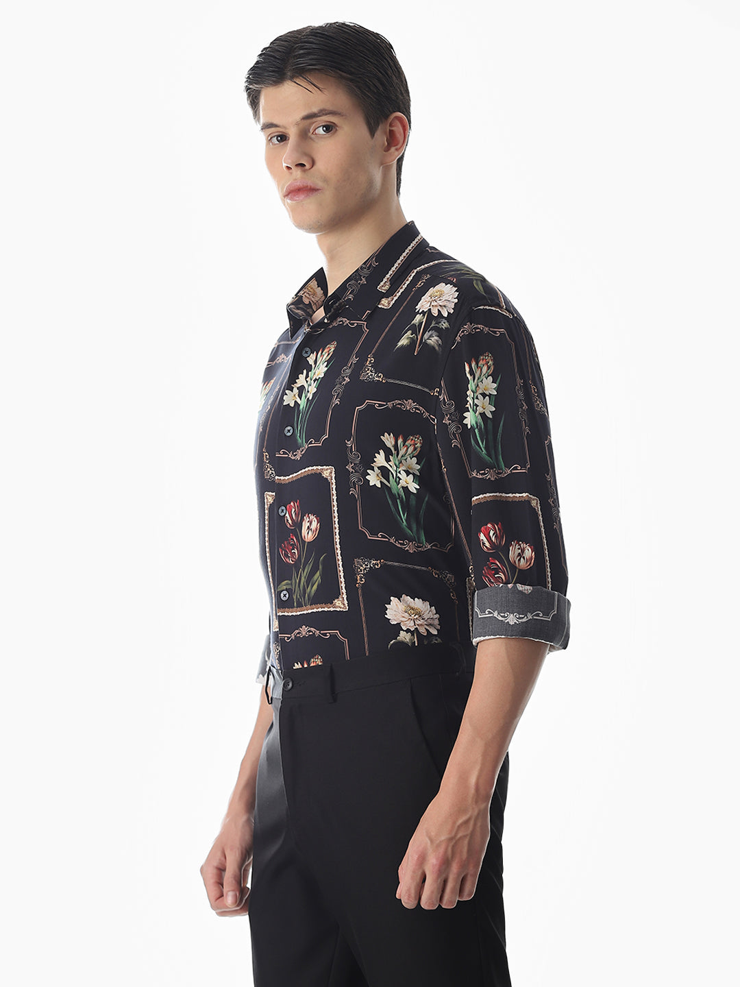Black Printed Viscose Shirt