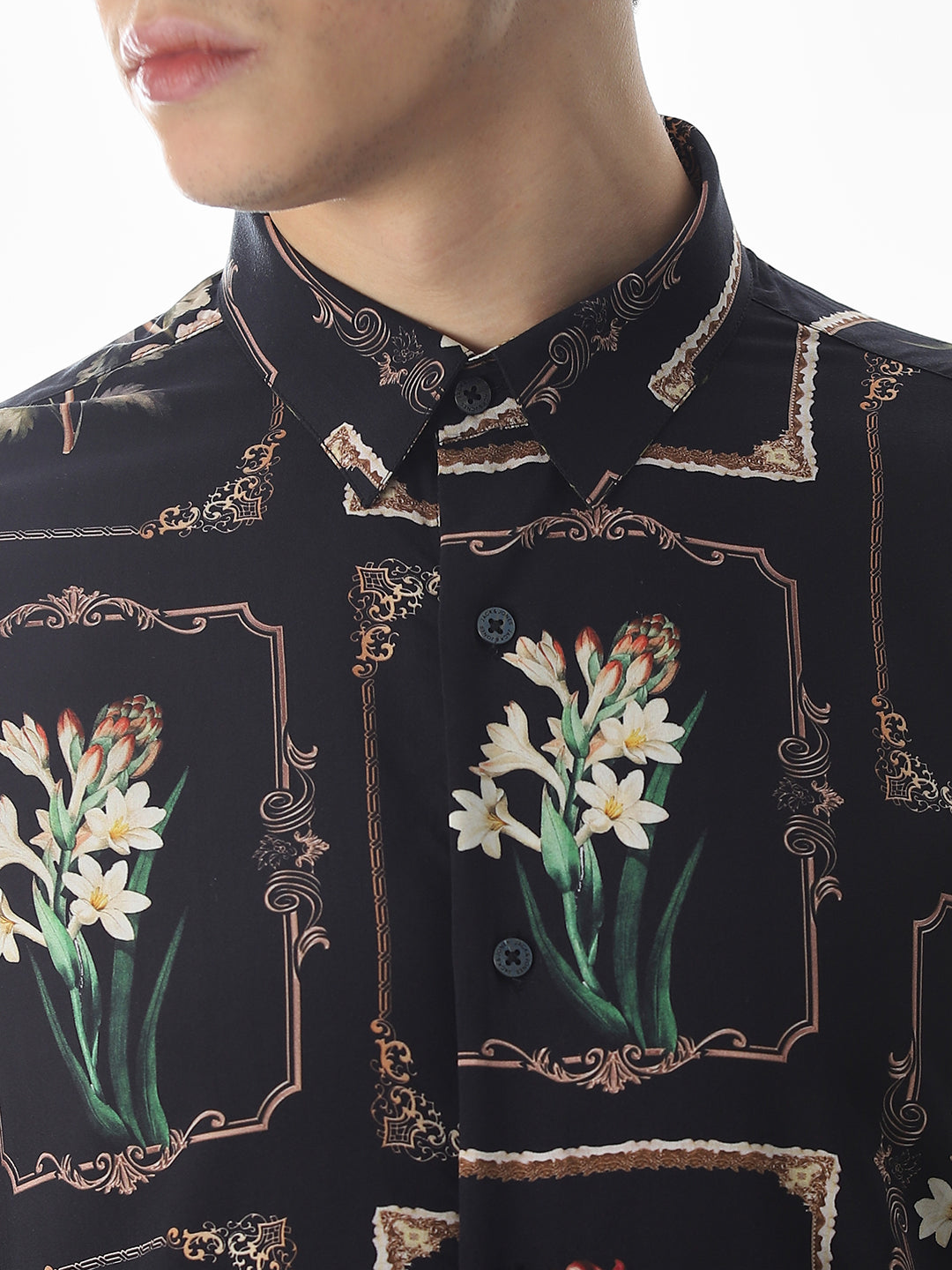 Black Printed Viscose Shirt