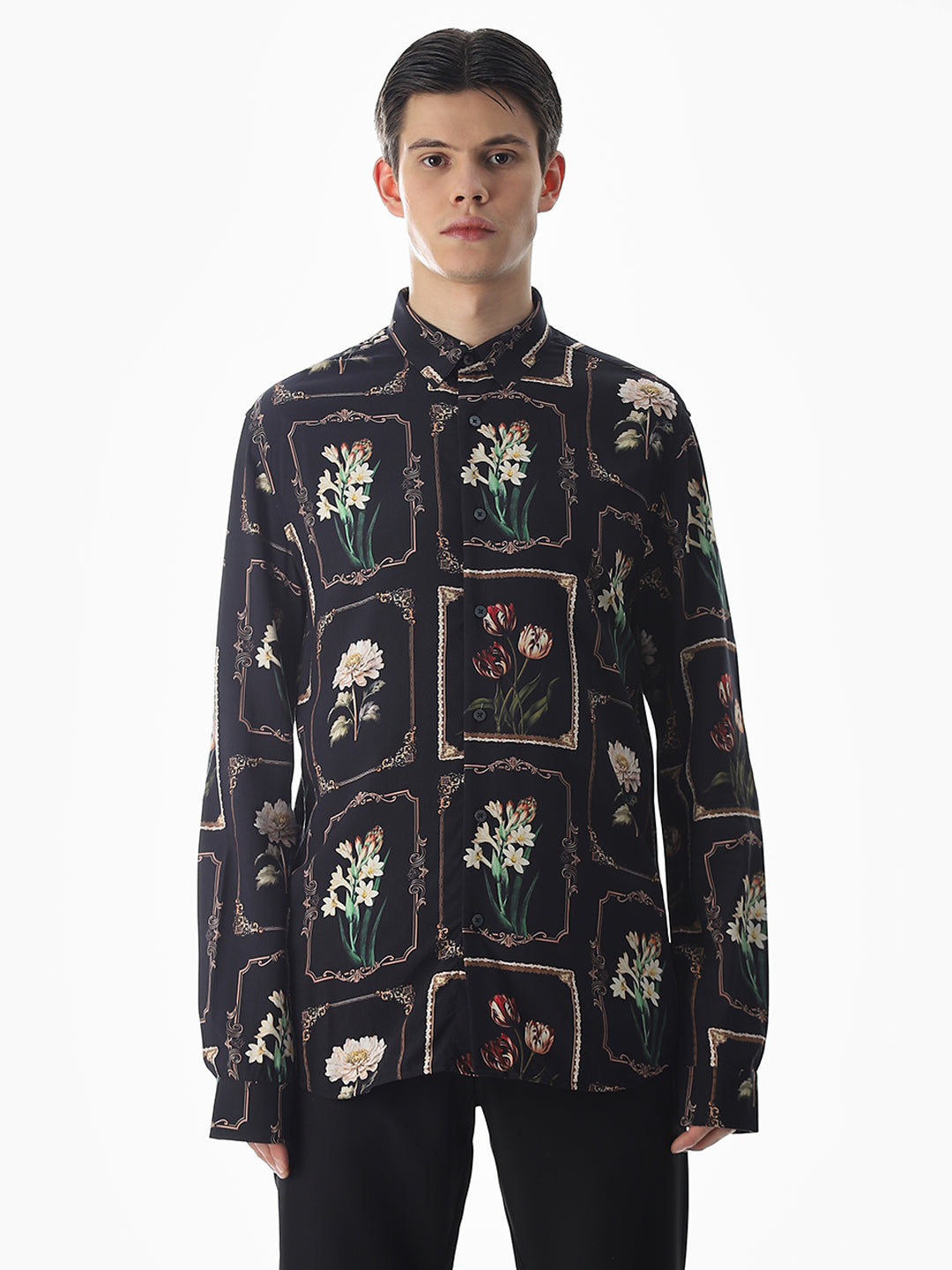 Black Printed Viscose Shirt