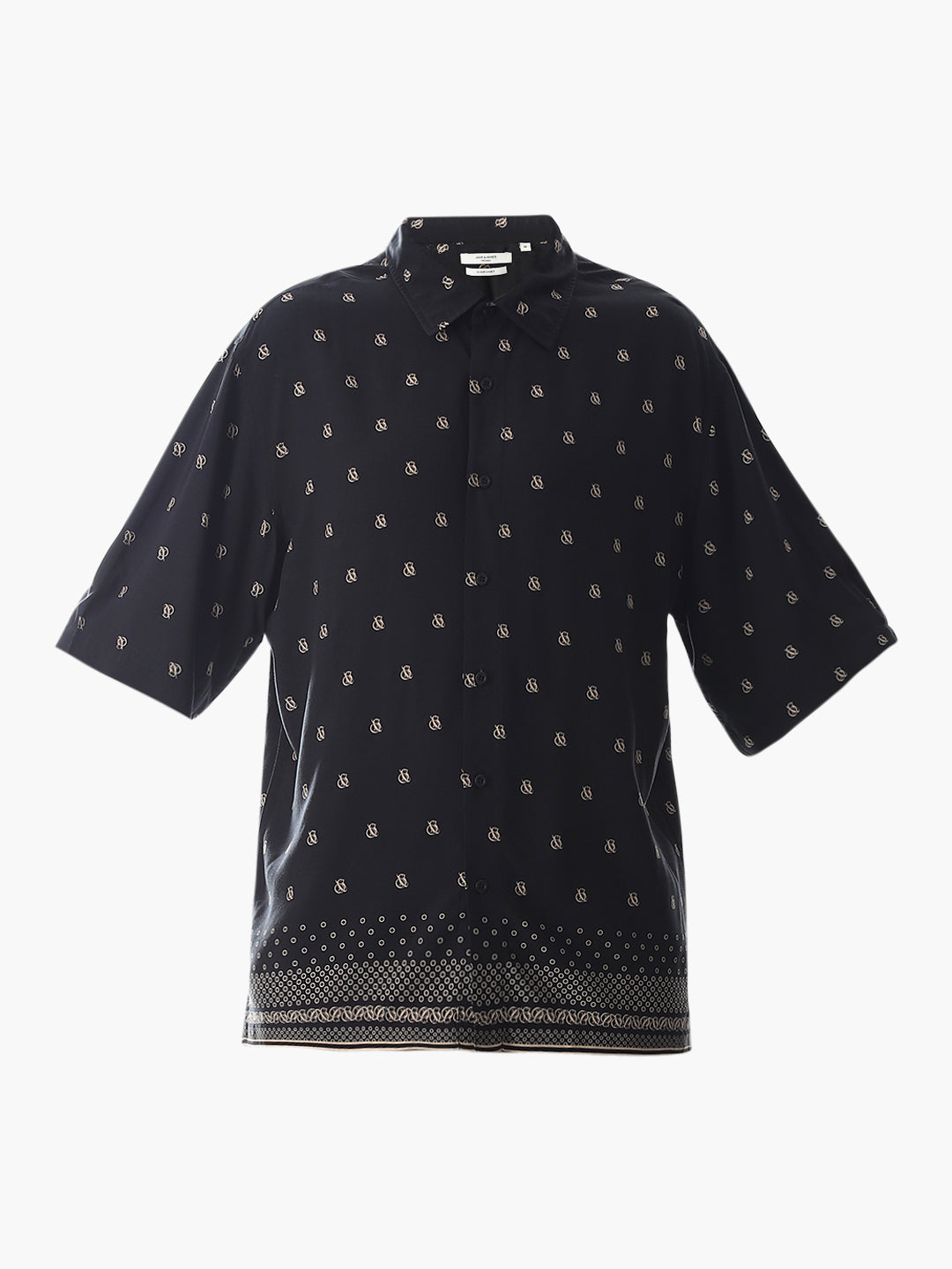 Black Abstract Print Oversized Shirt