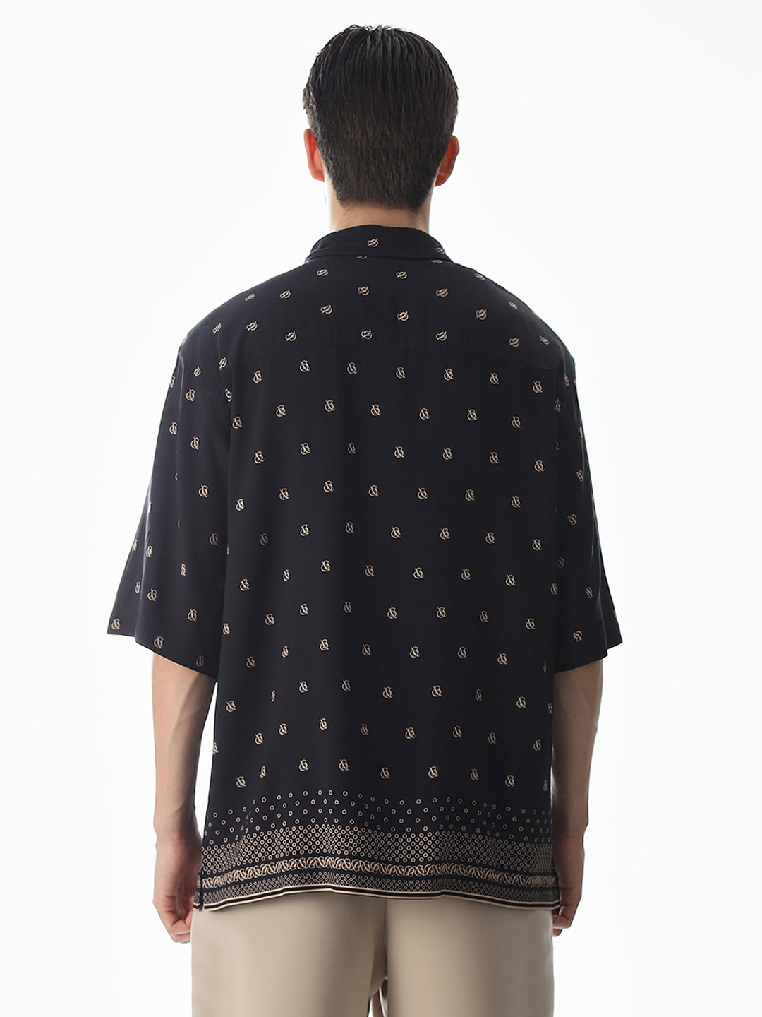 Black Abstract Print Oversized Shirt