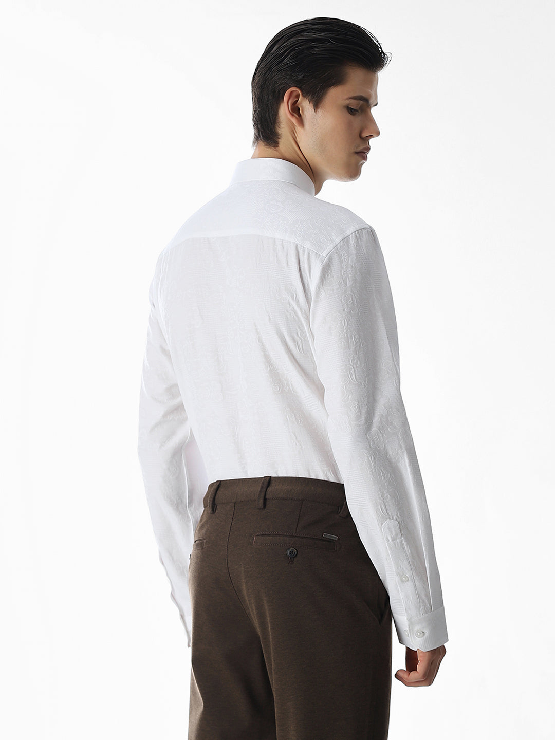 White Dobby Printed Shirt