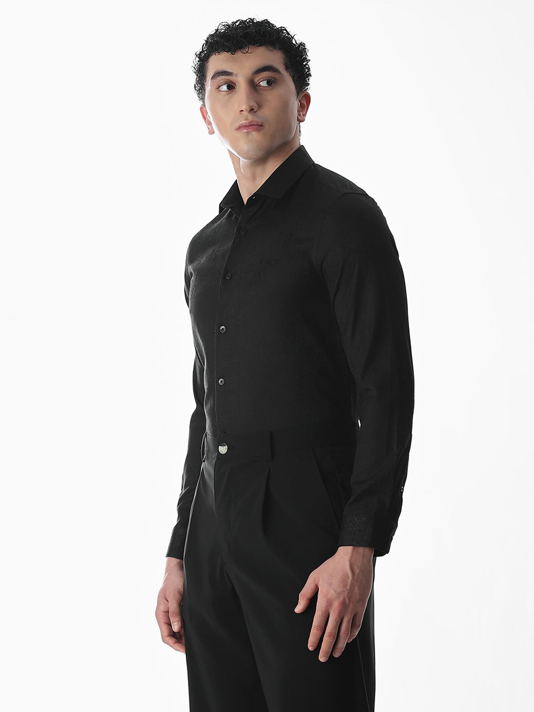 Black Printed Dobby Shirt