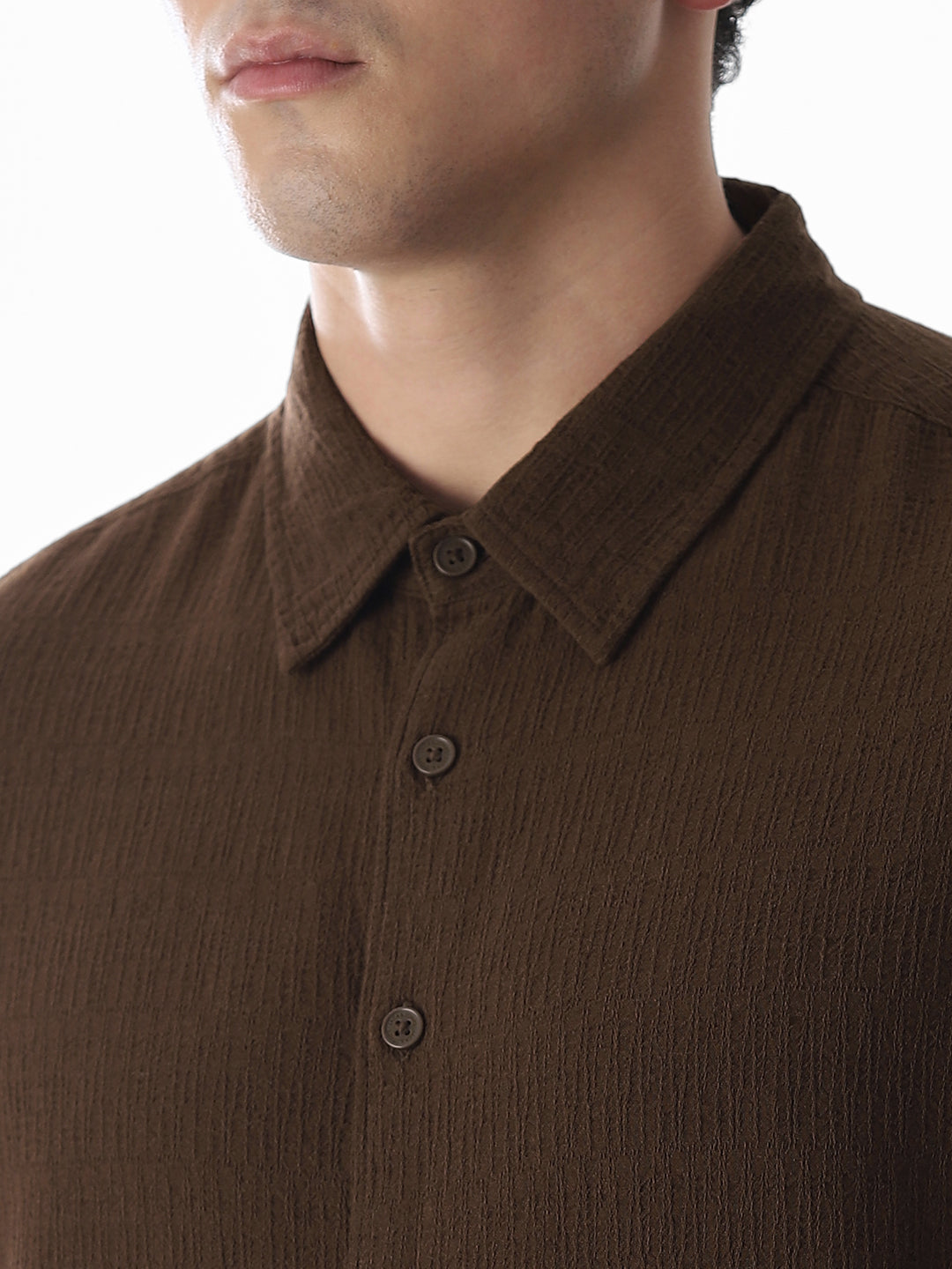 Dark Brown Jacquard Oversized Shirt