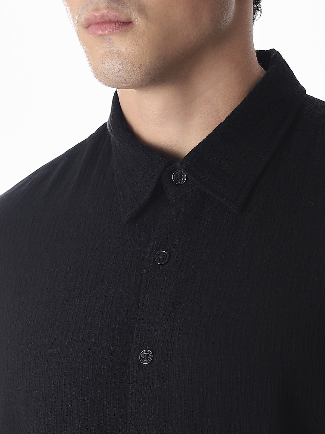 Black Jacquard Oversized Shirt