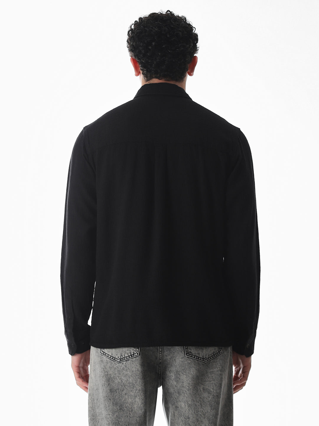 Black Jacquard Oversized Shirt