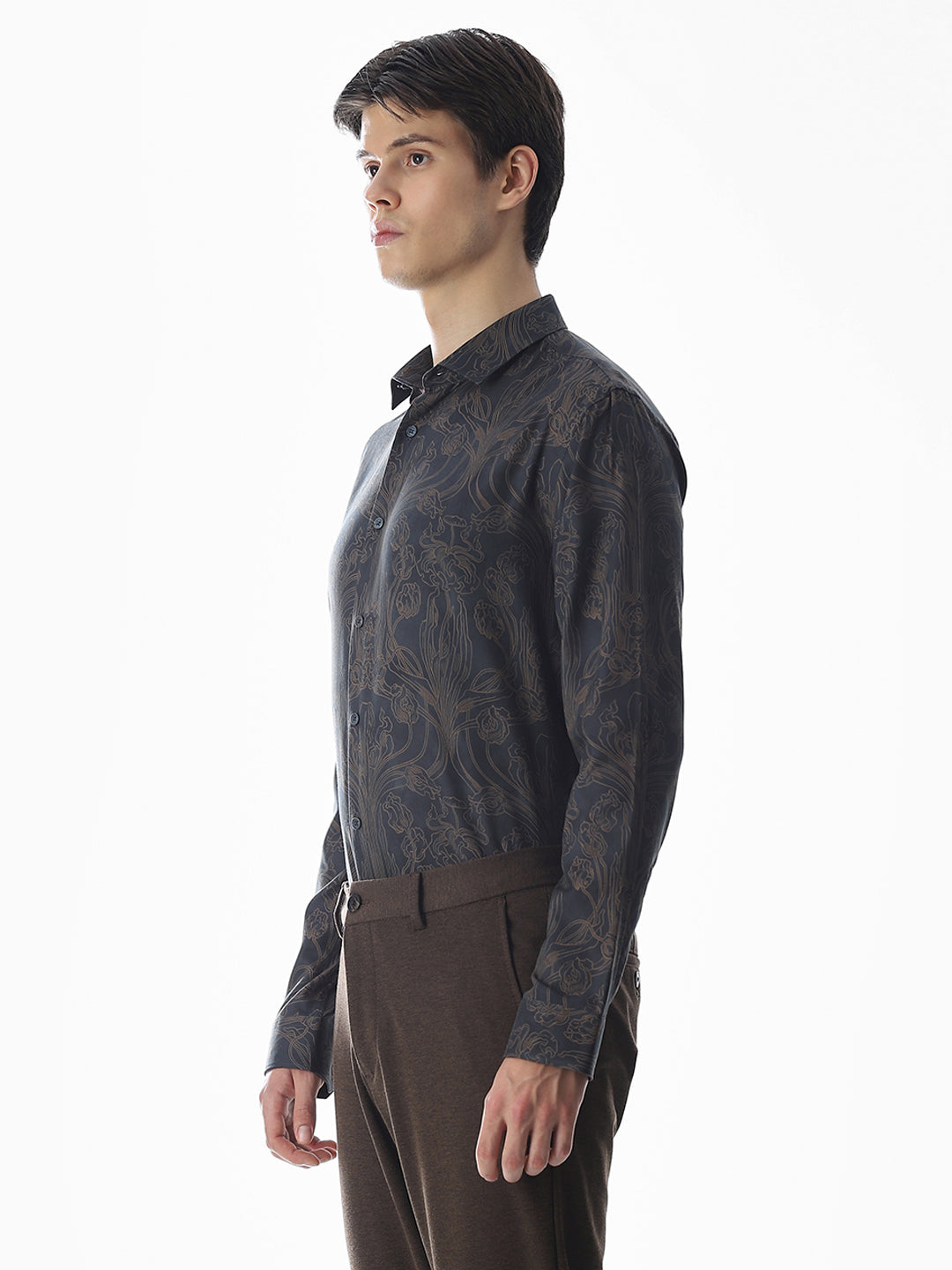 Dark Brown Printed Shirt