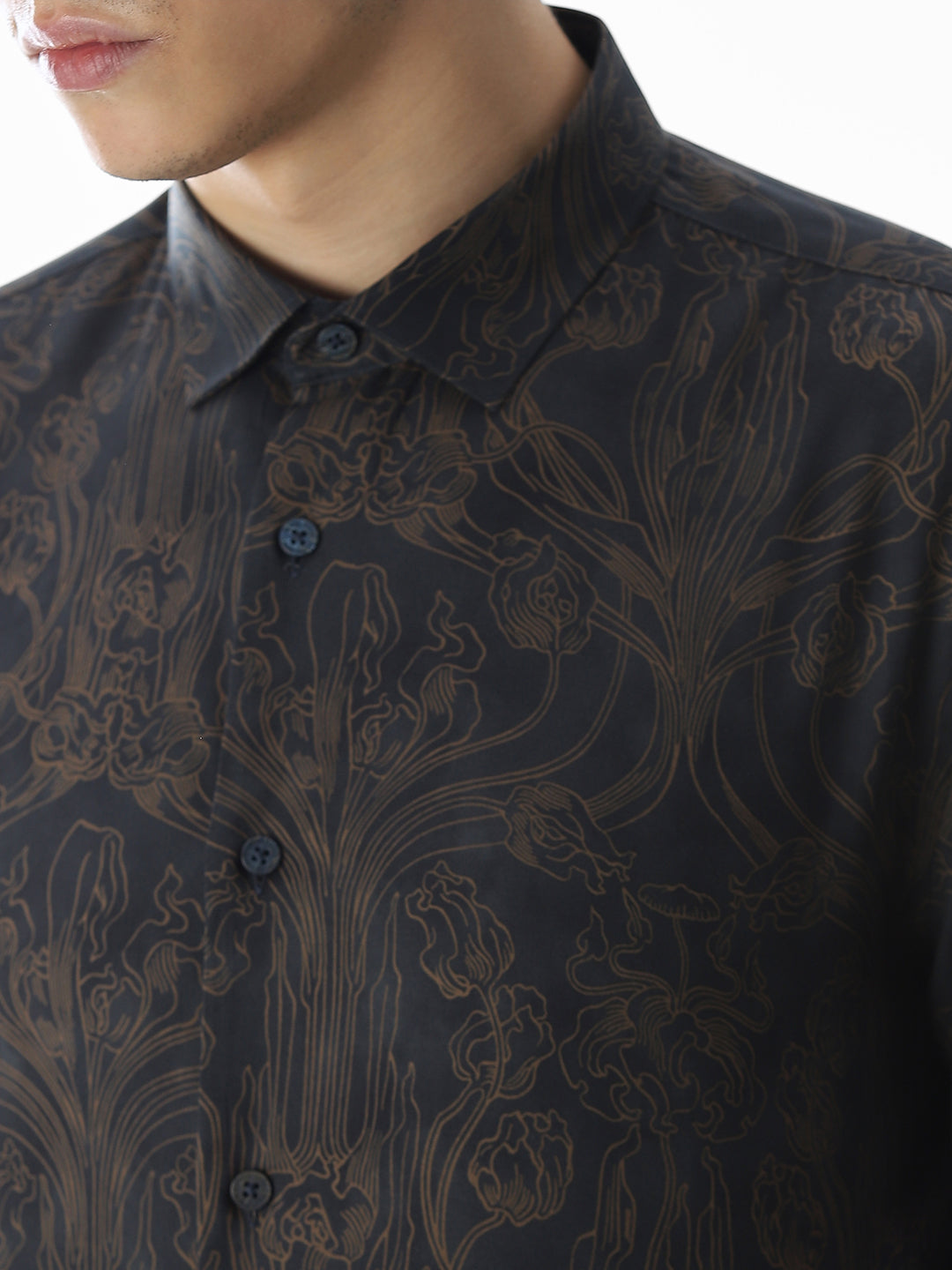 Dark Brown Printed Shirt