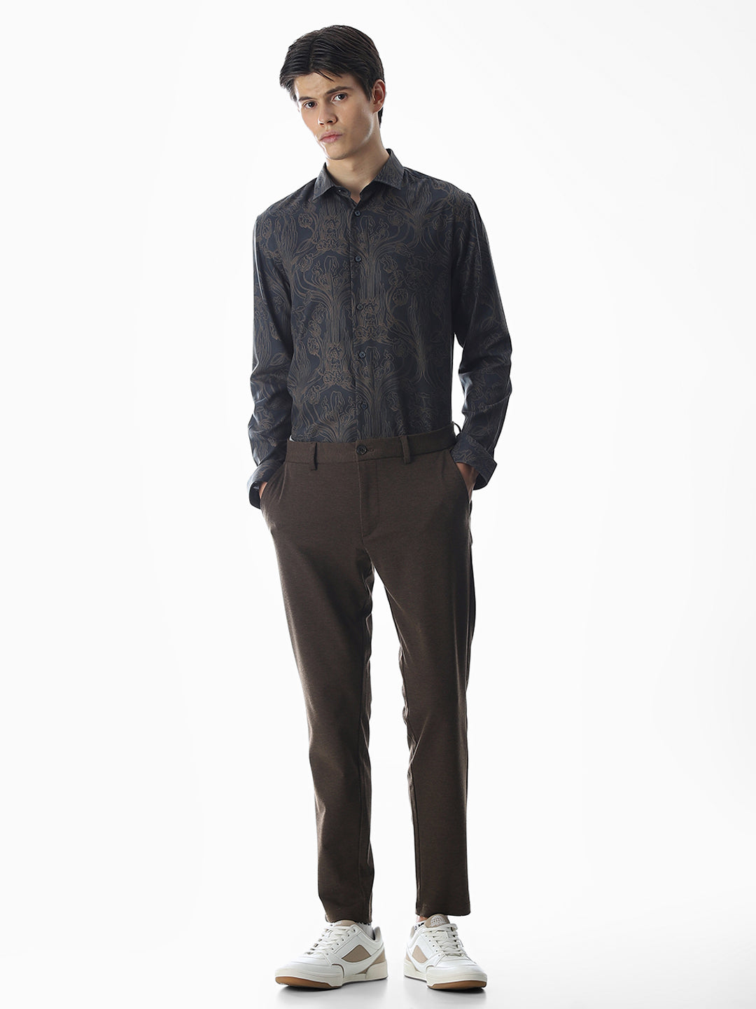 Dark Brown Printed Shirt