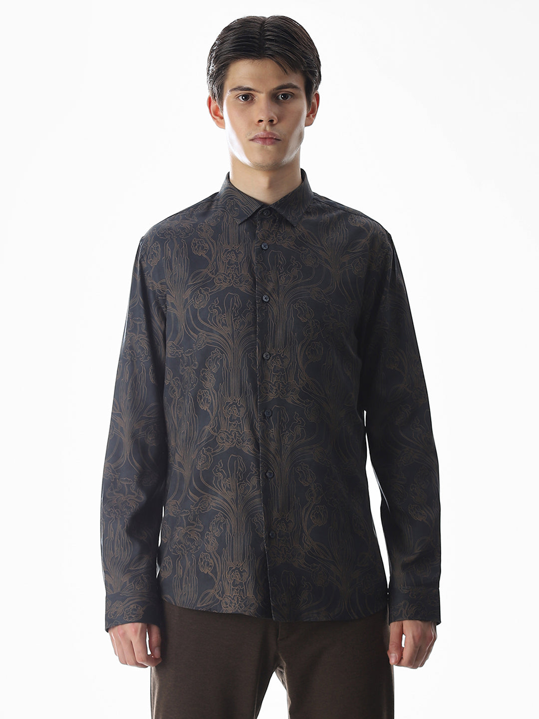 Dark Brown Printed Shirt