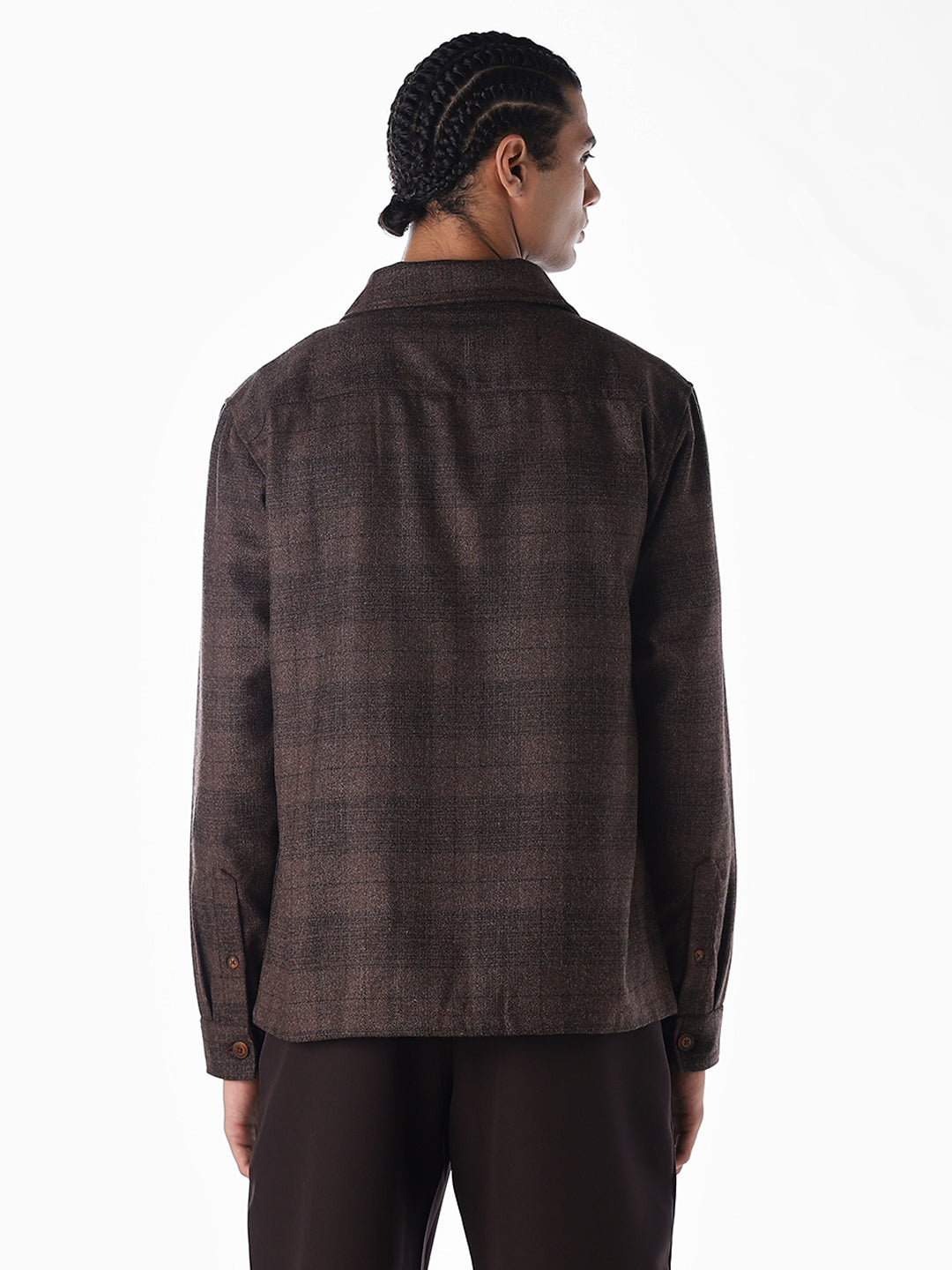 Check Zip-Through Oversized Shirt