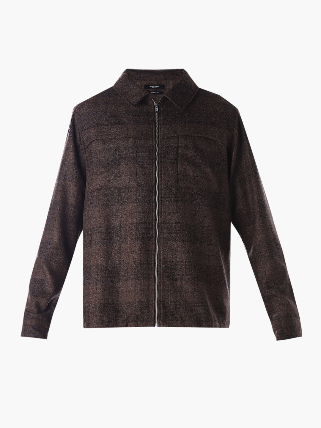 Check Zip-Through Oversized Shirt