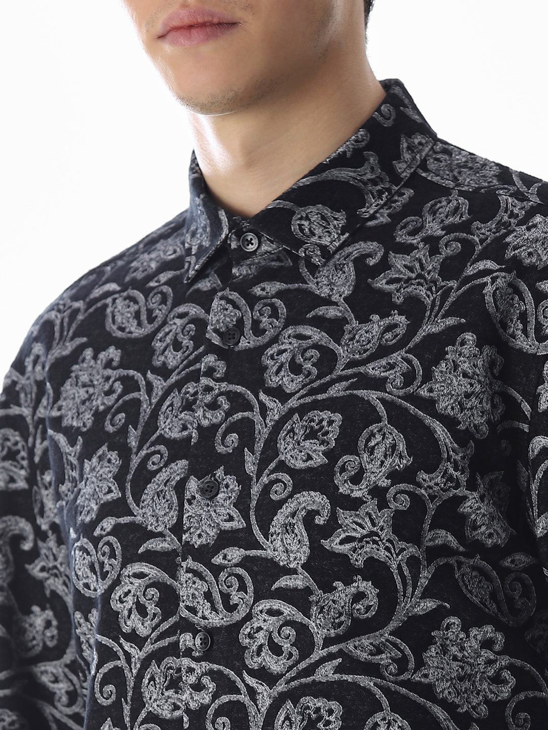 Black Jacquard Printed Shirt