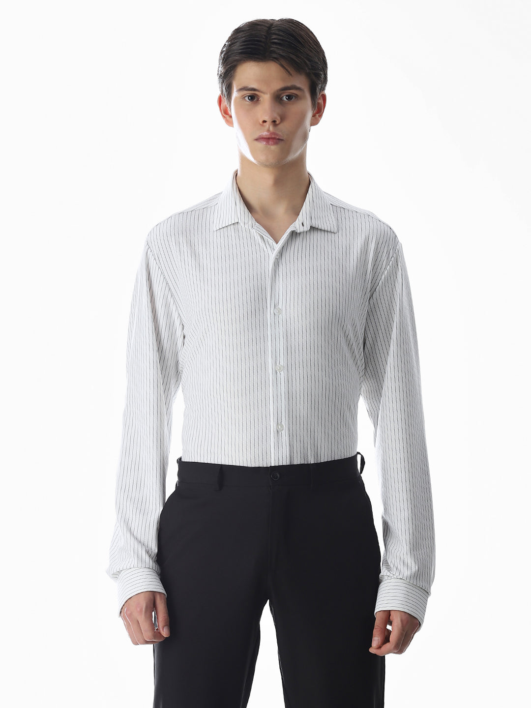 White Striped Knitted Shirt