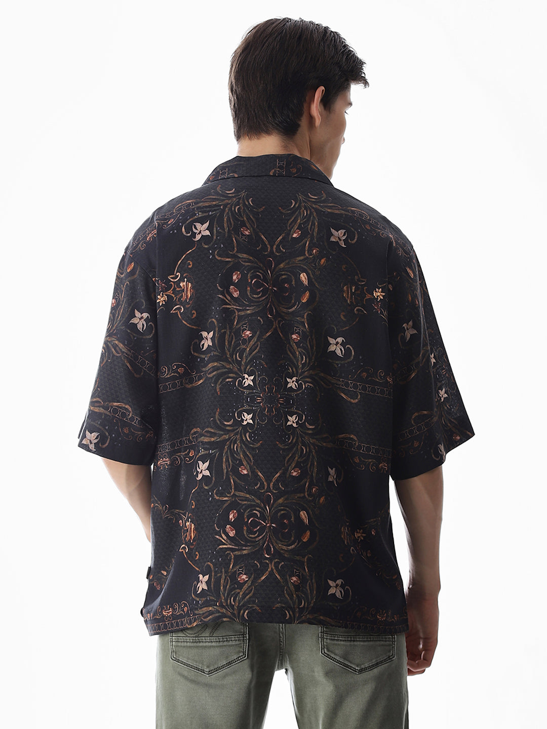 Black Printed Oversized Shirt