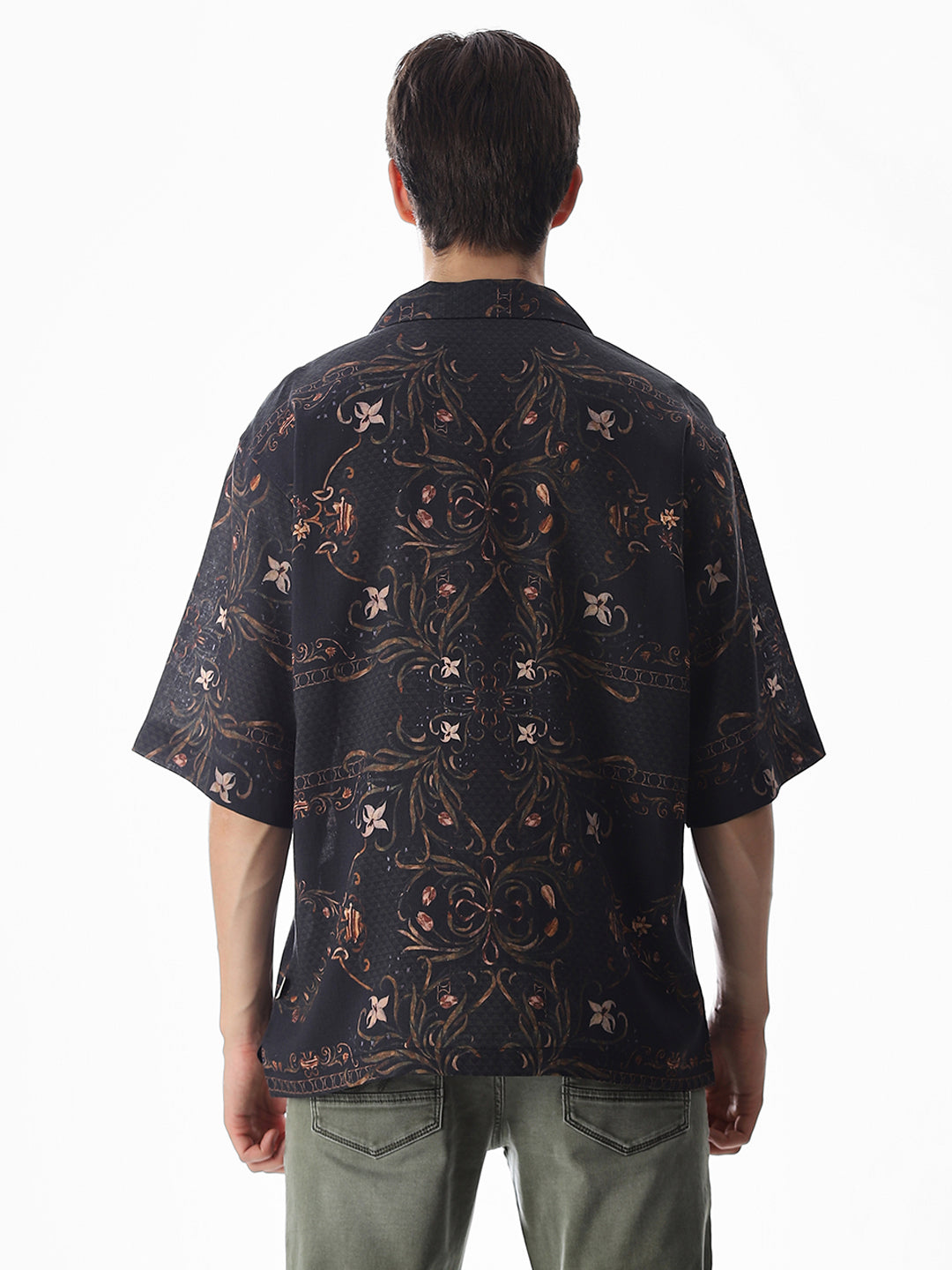 Black Printed Oversized Shirt