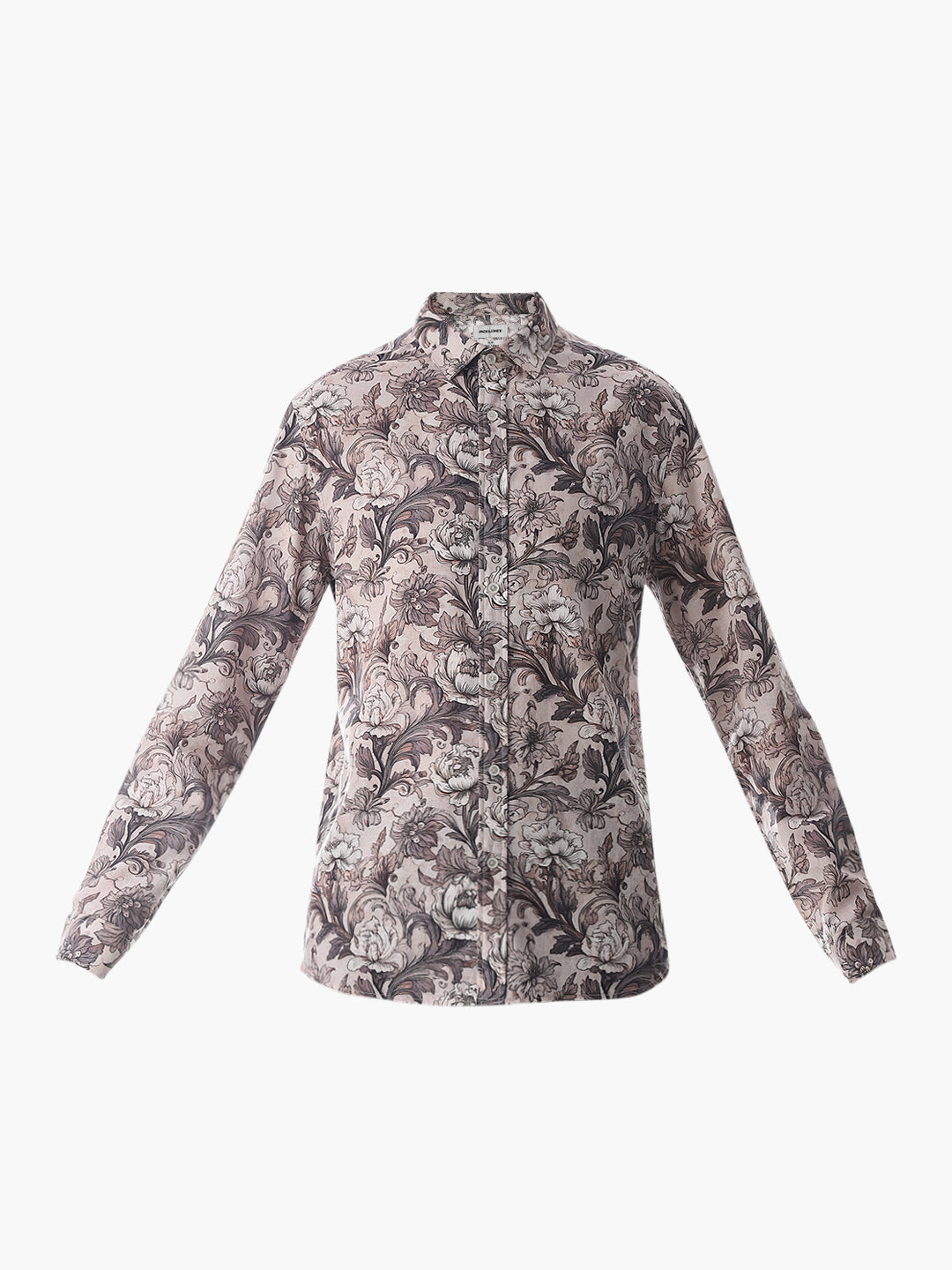 Brown Printed Slim Fit Shirt