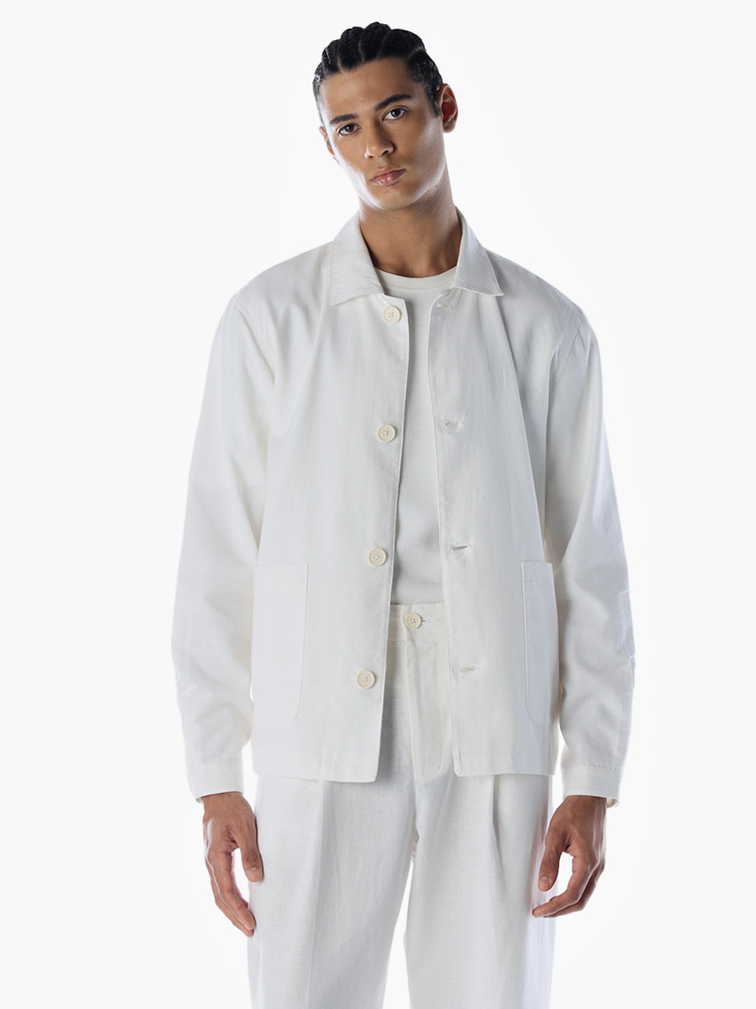 Cotton Flex Blend White Shirt