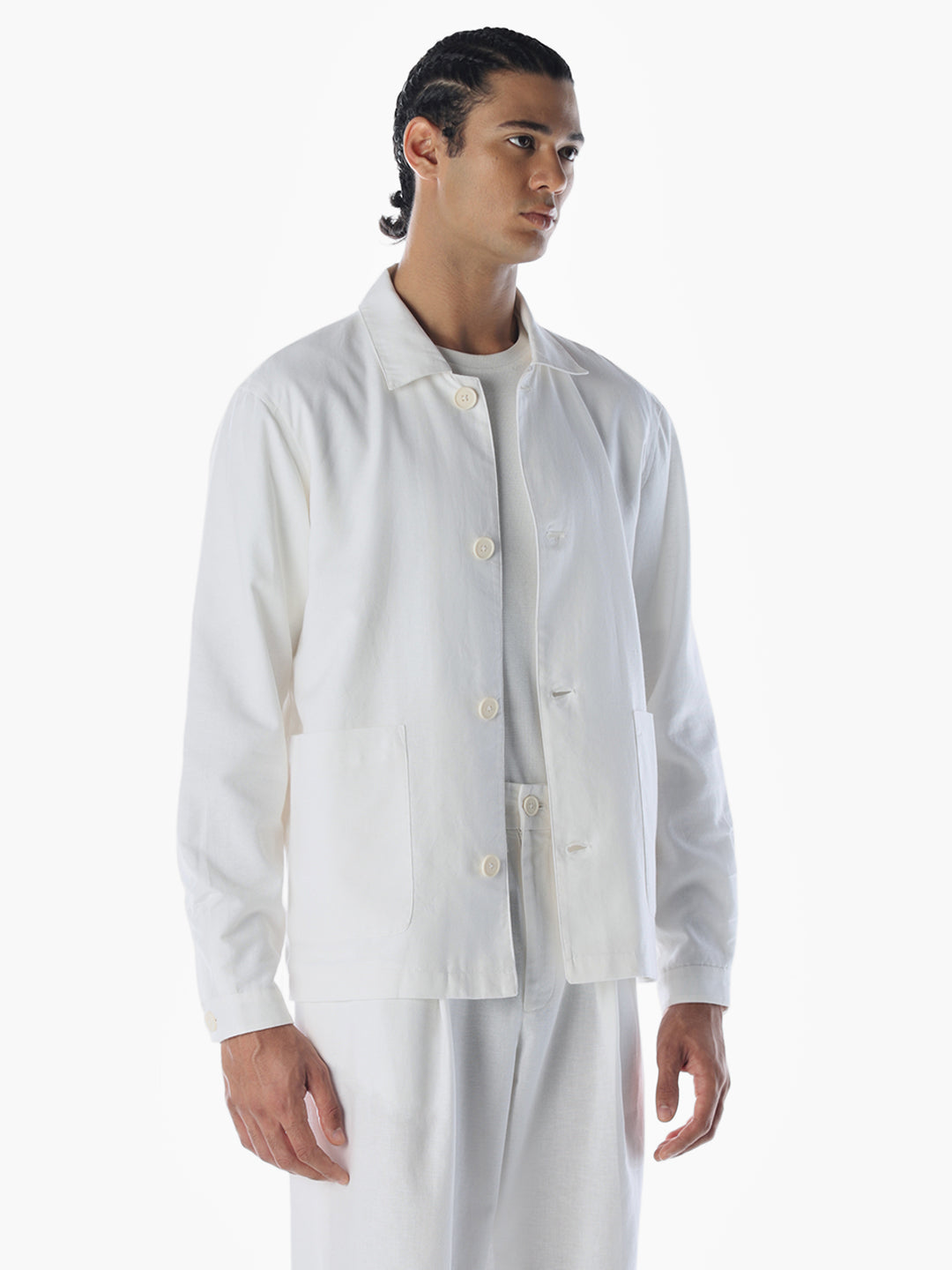 Cotton Flex Blend White Shirt