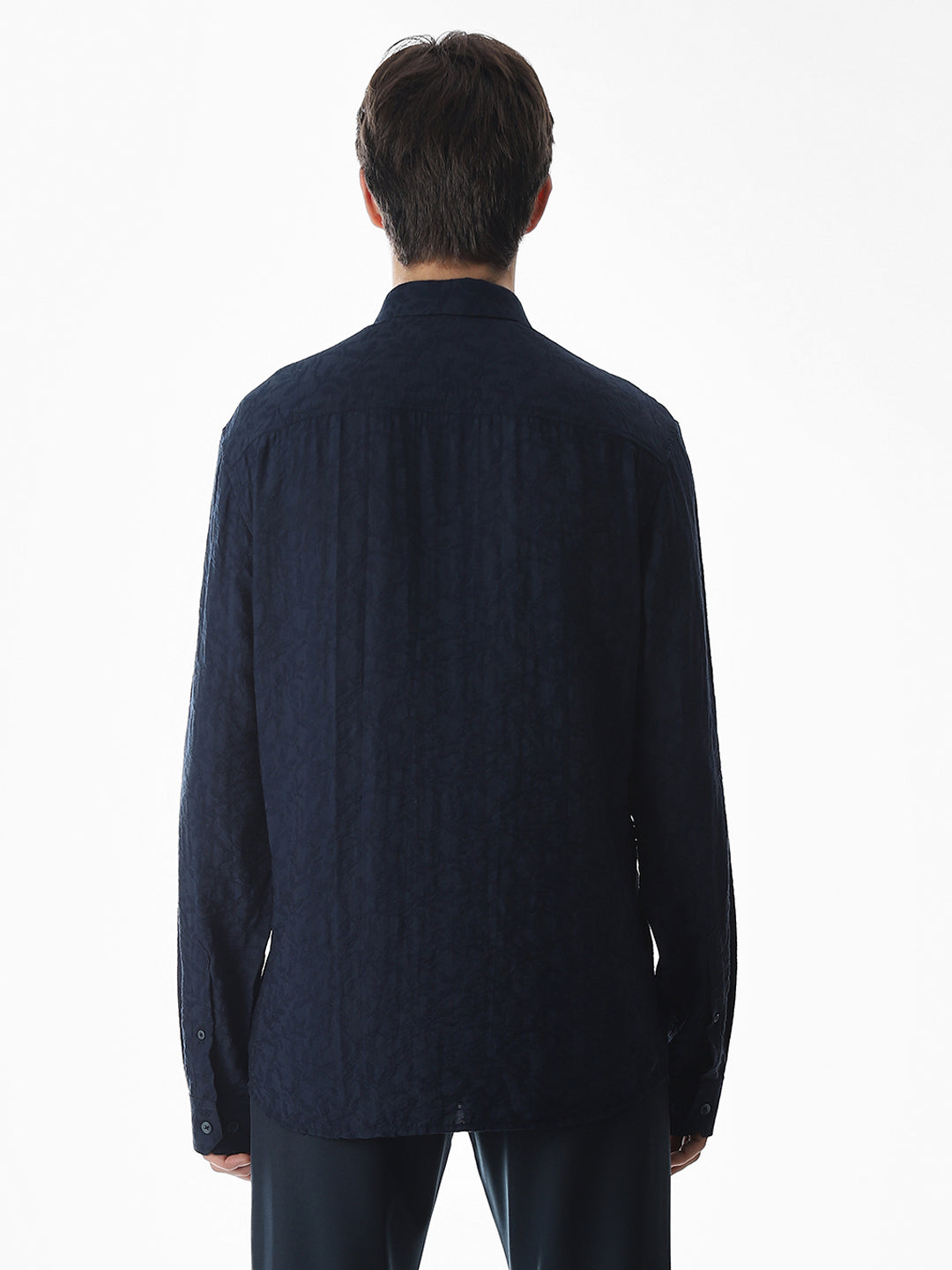 Dark Blue Dobby Printed Shirt