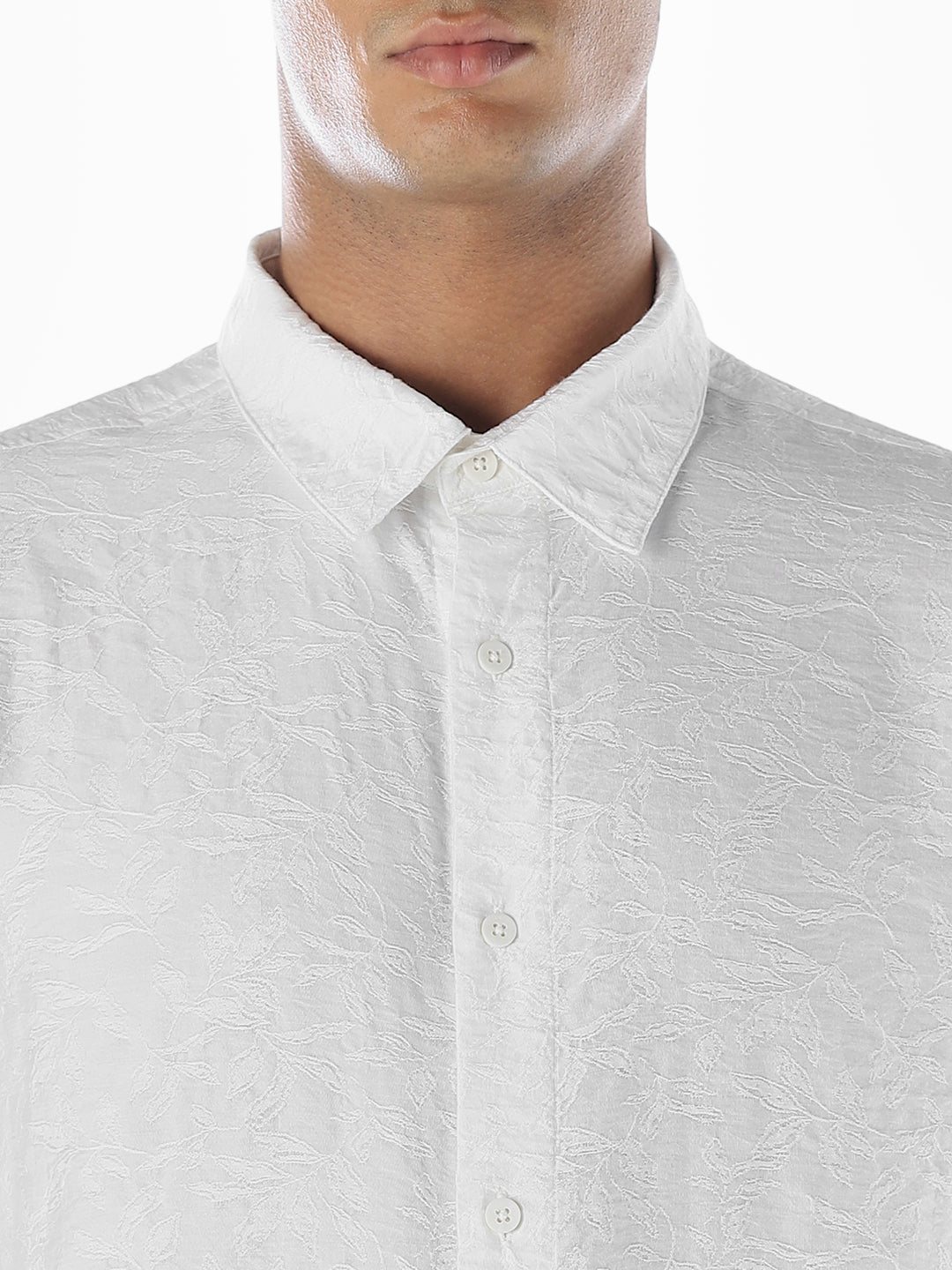 White Dobby Viscose Blend Shirt