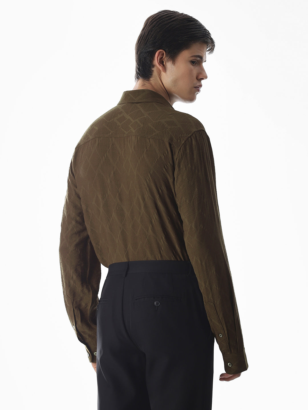 Green Dobby Full Sleeves Shirt