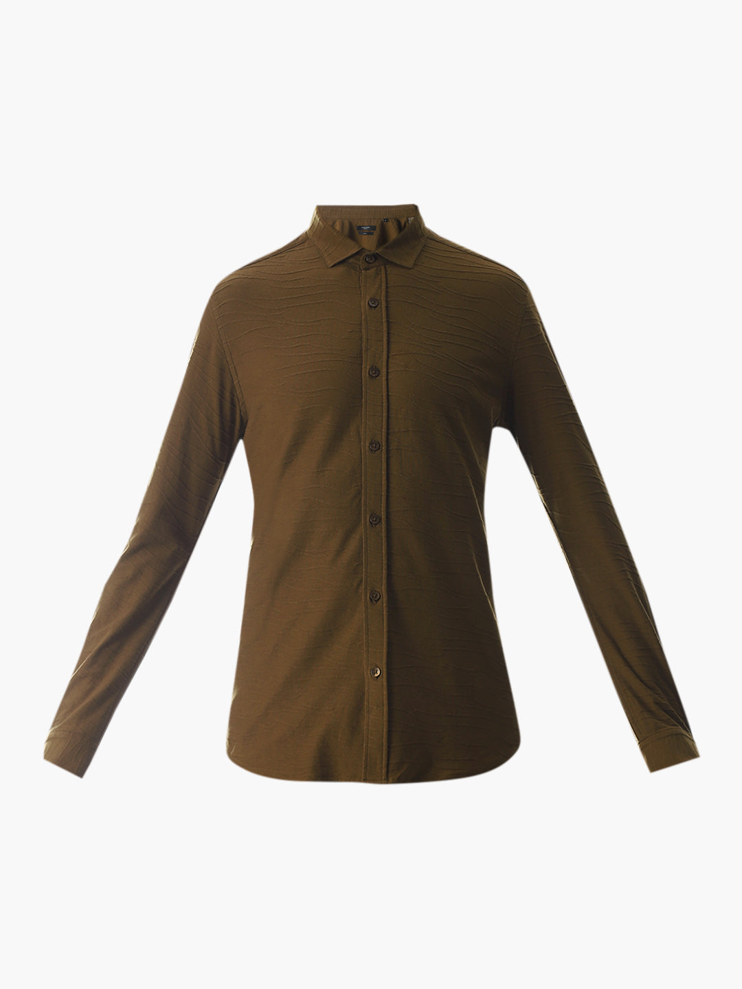 Brown Knitted Slim Fit Shirt