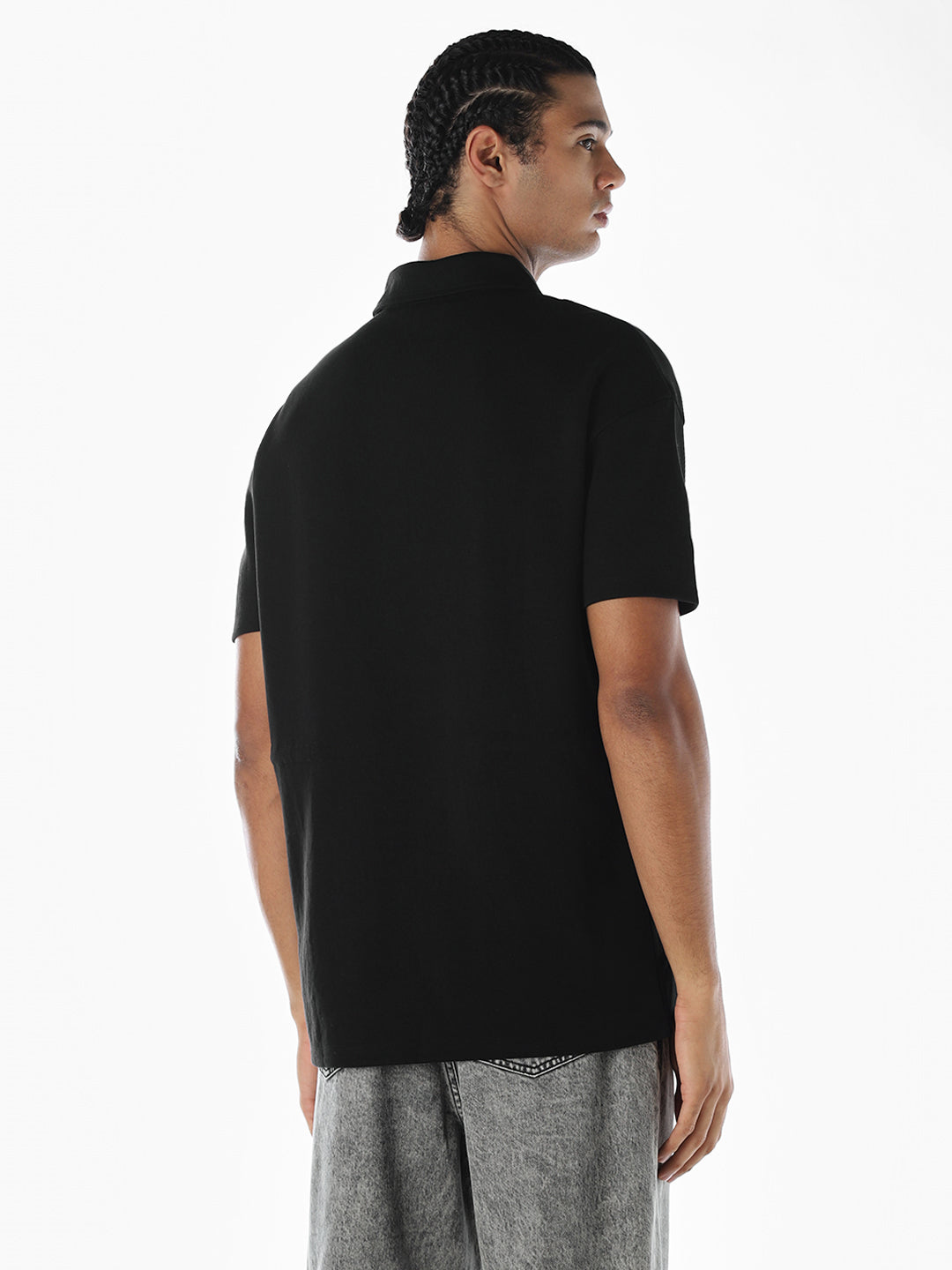 Zip-Up Cinched Cotton Polo
