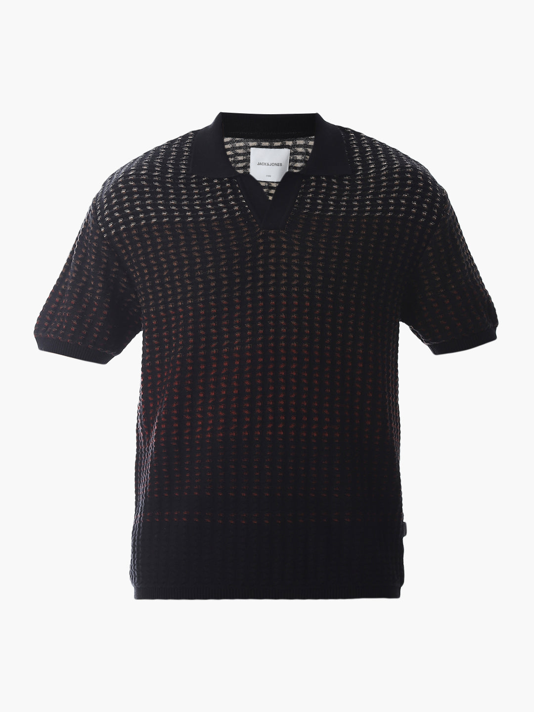 Black Jacquard Knitted Boxy Fit Polo