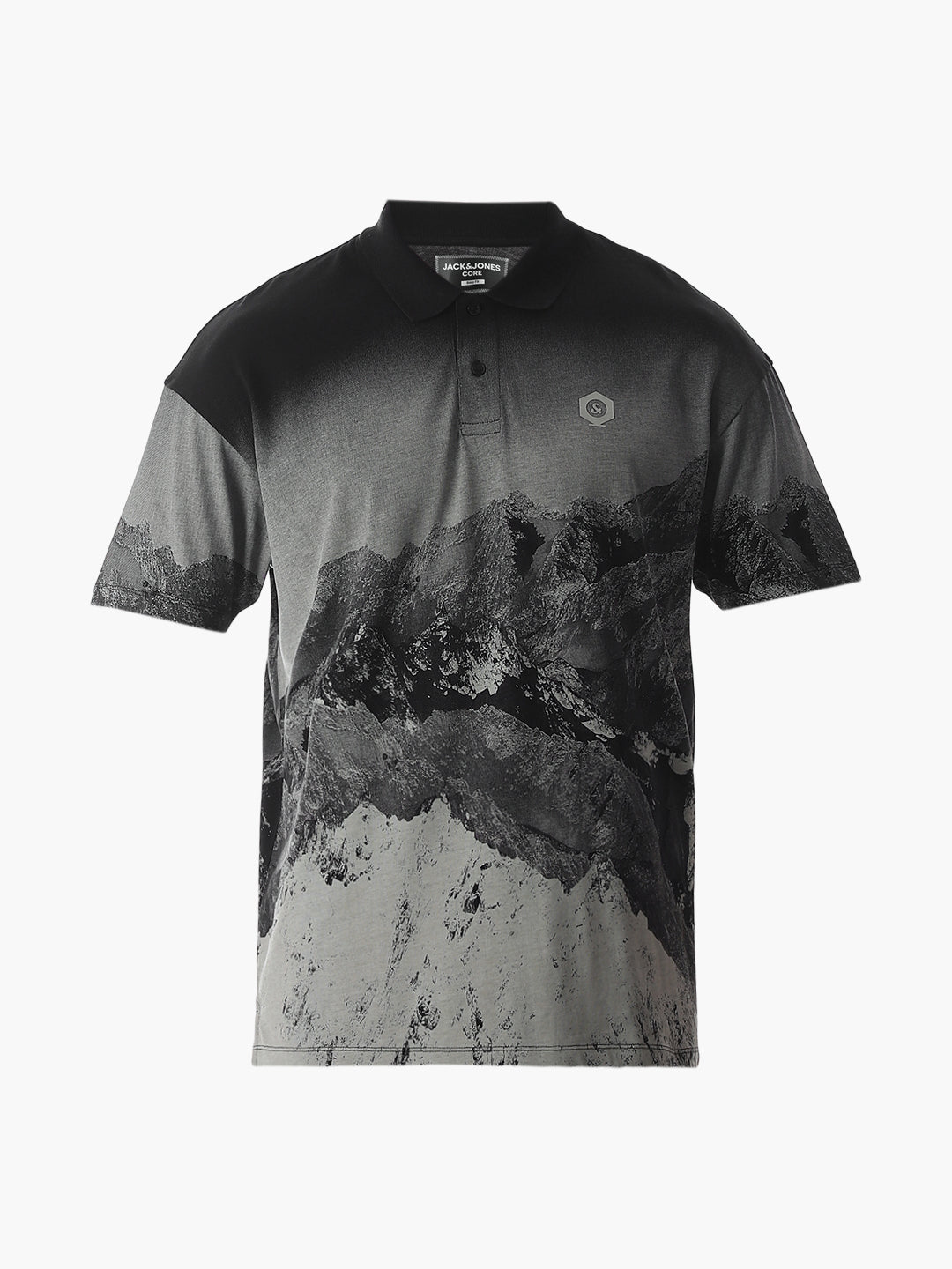 Black Printed Cotton Polo