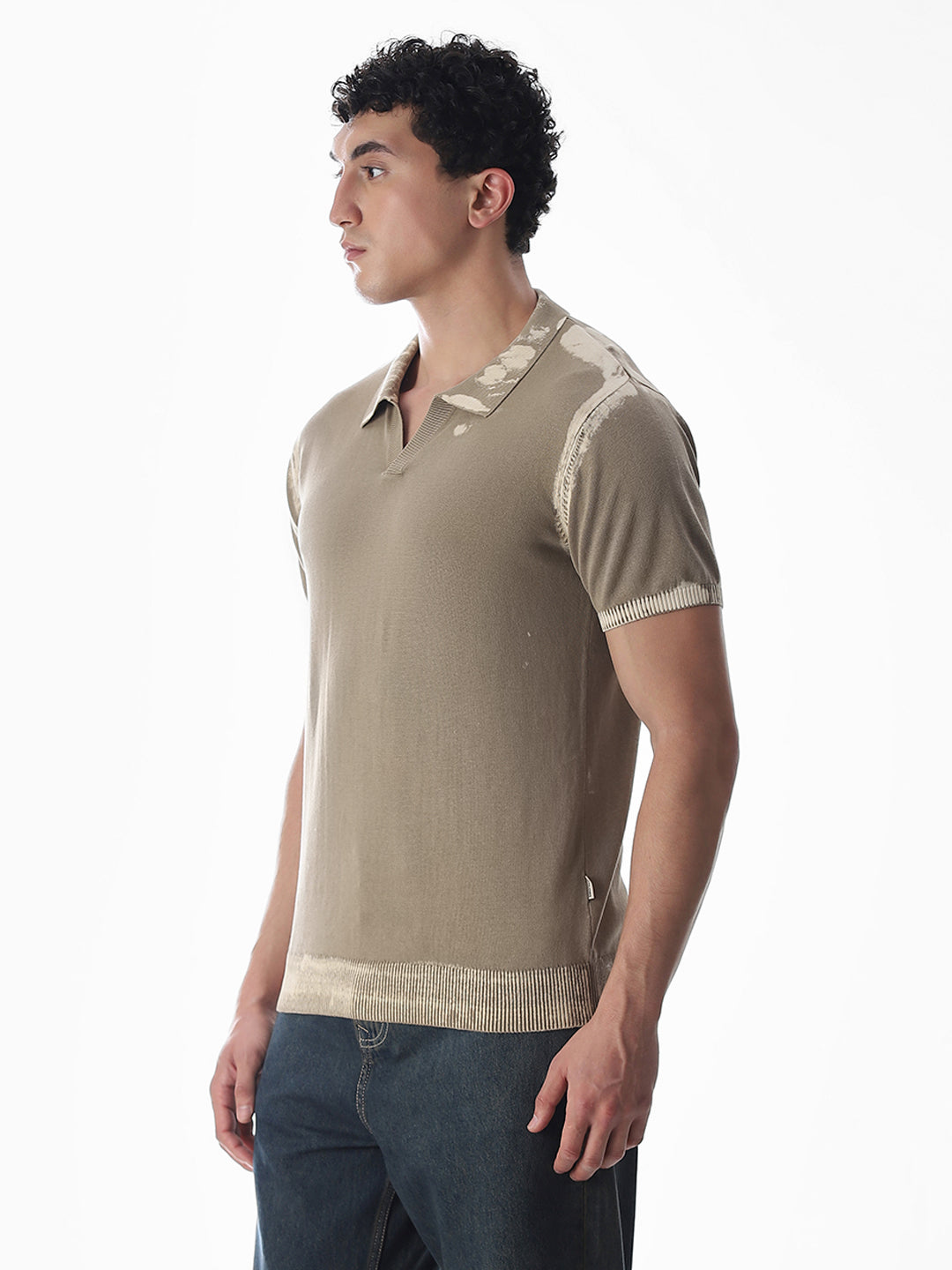 Brown Washed Knitted Polo