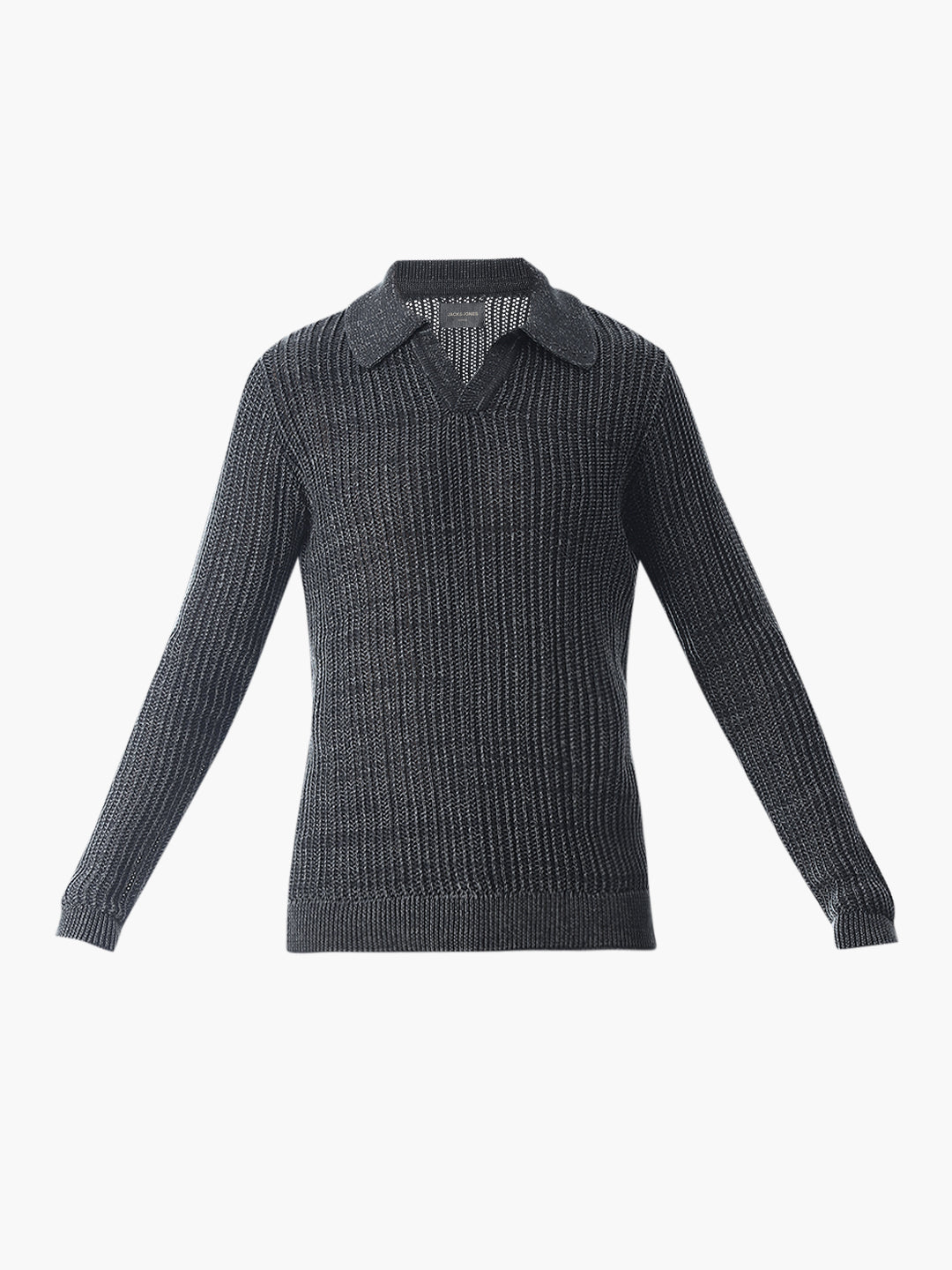 Dark Grey Knitted Boxy Fit Polo