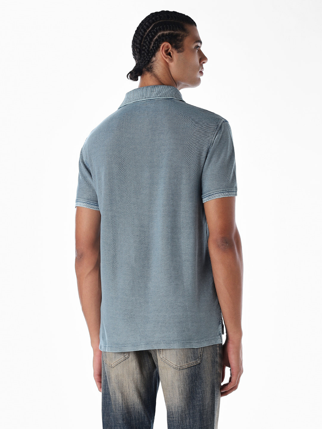 Washed Blue Cotton Polo