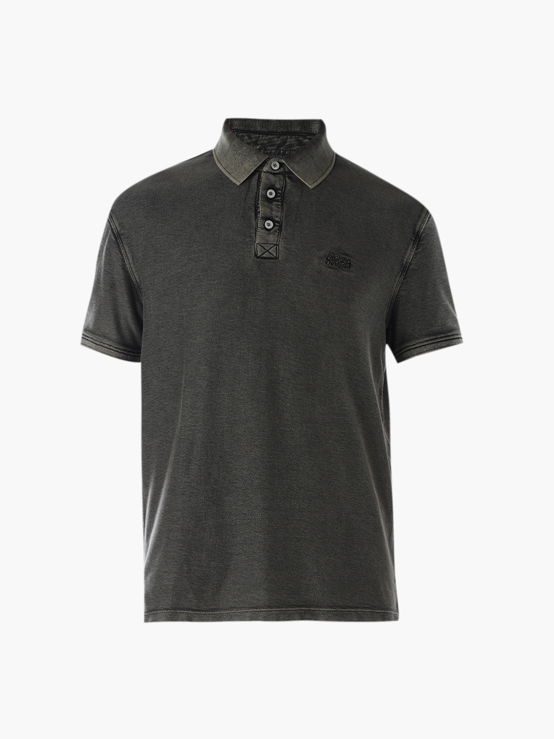 Washed Dark Grey Cotton Polo