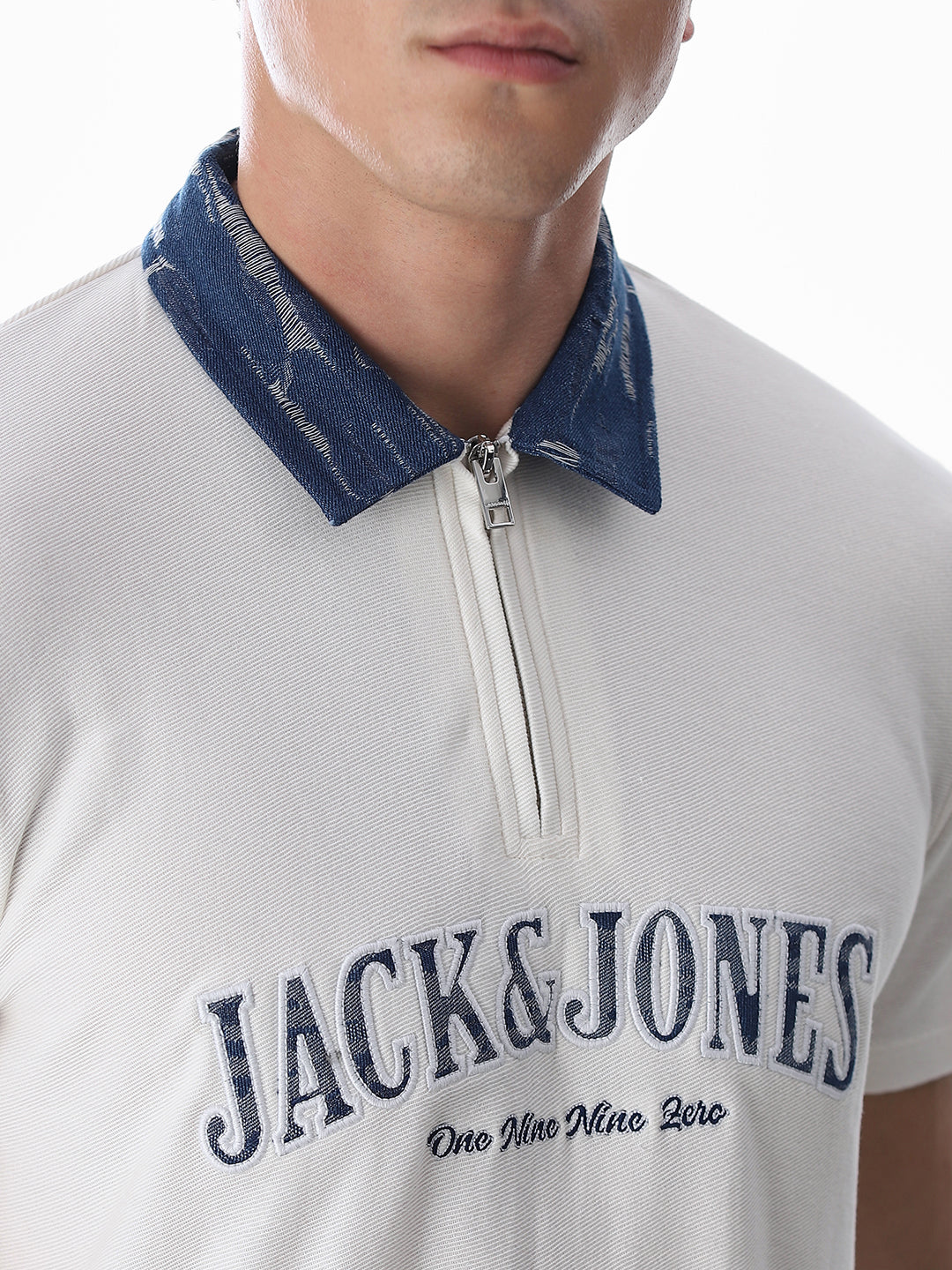 White Logo Print Cotton Polo