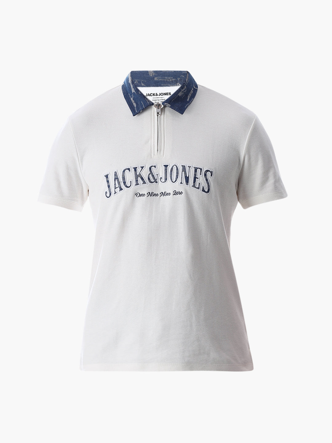 White Logo Print Cotton Polo