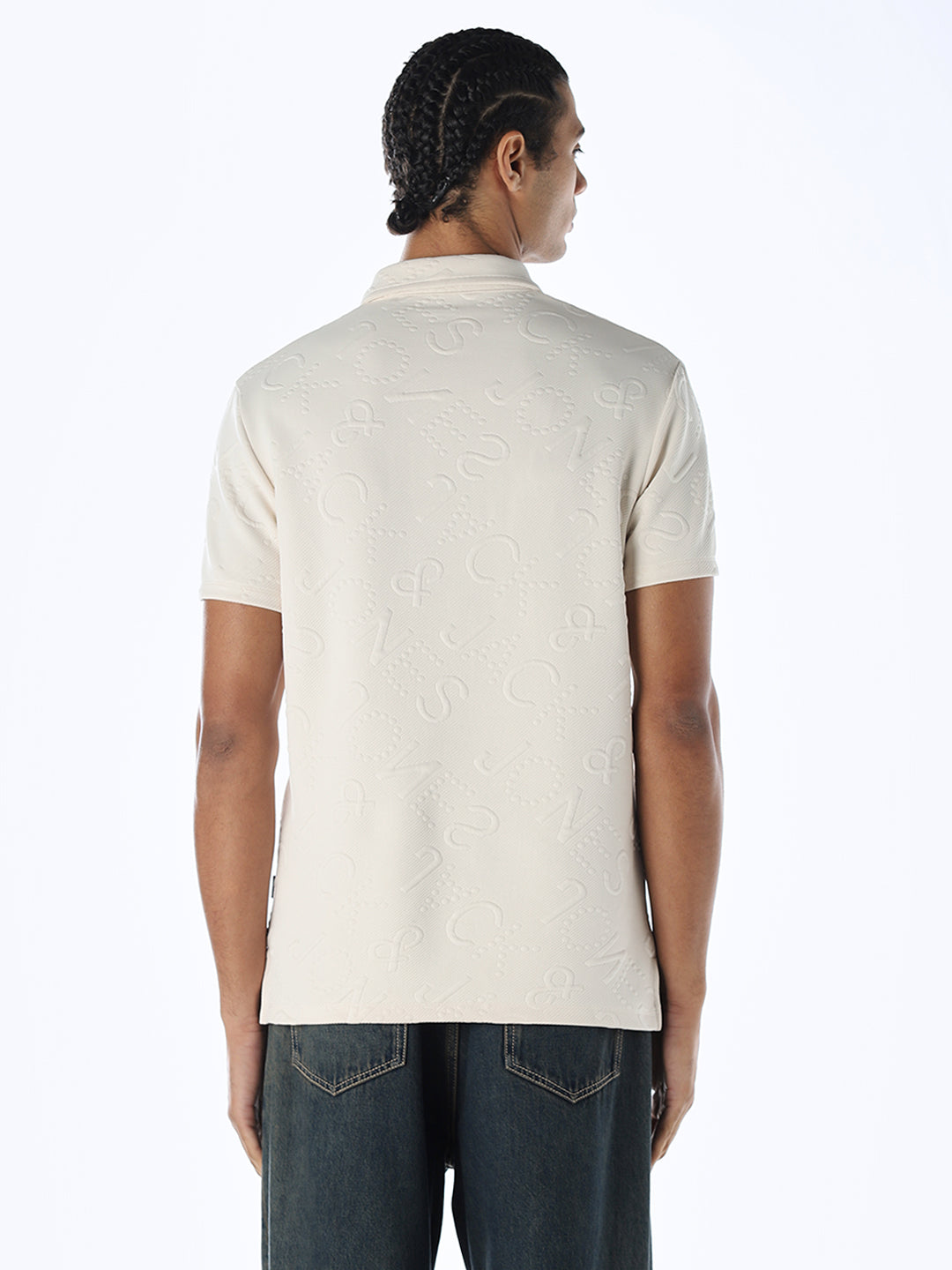 Jacquard Typography Printed Polo