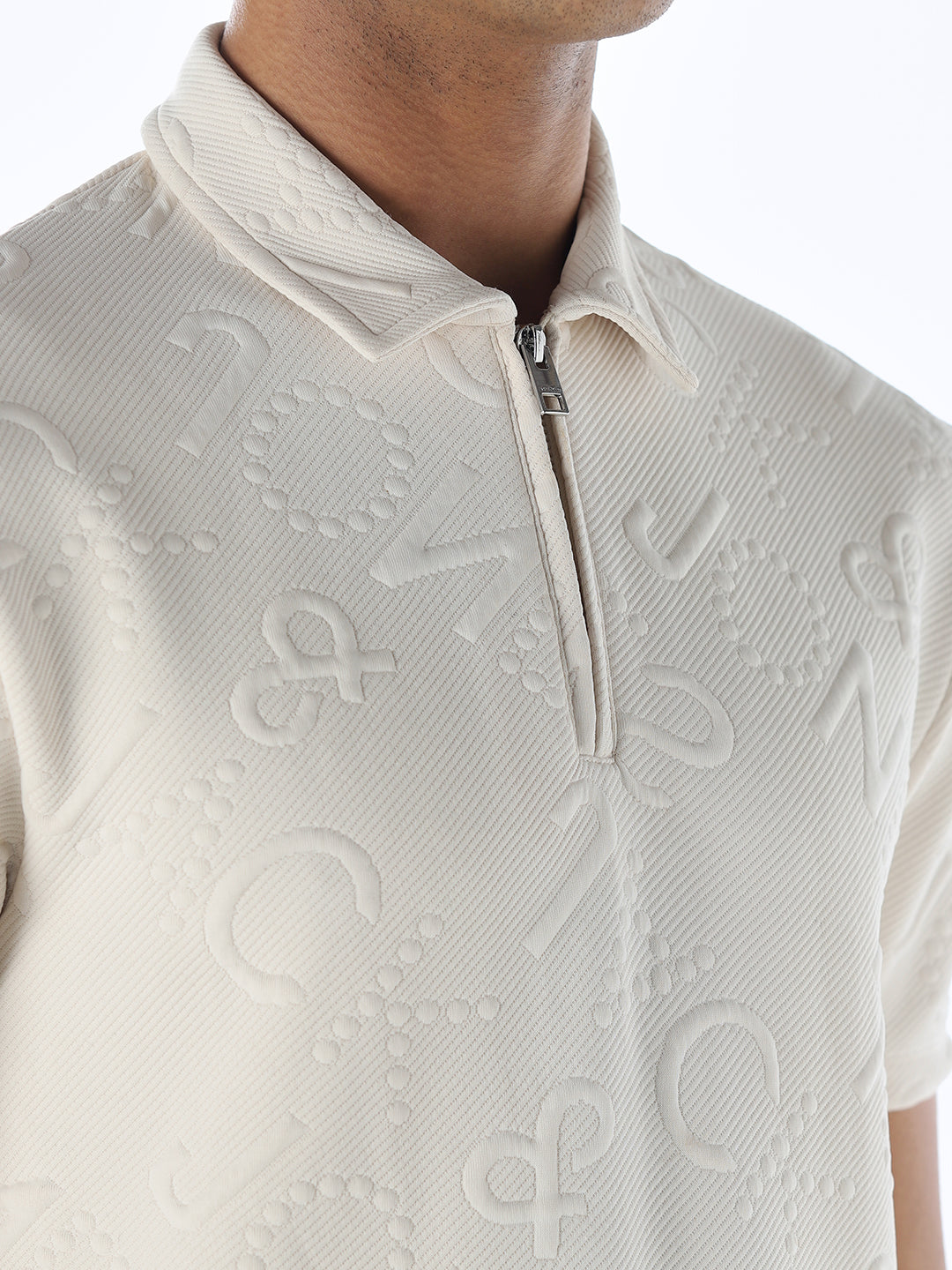 Jacquard Typography Printed Polo