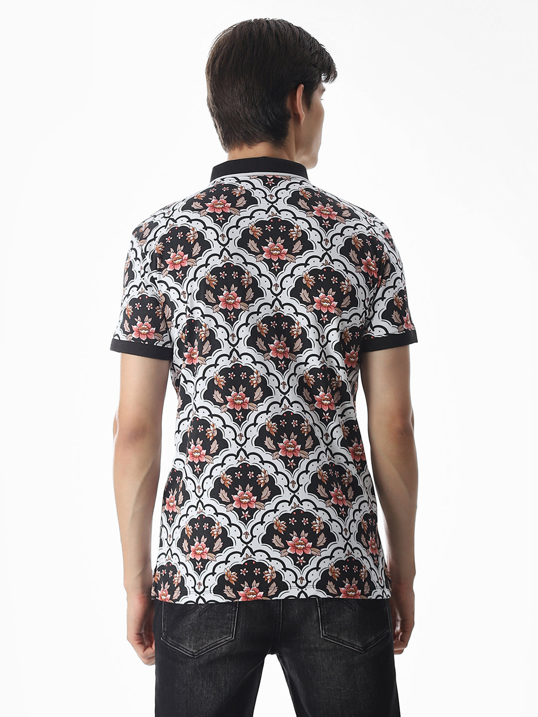 White Printed Cotton Polo