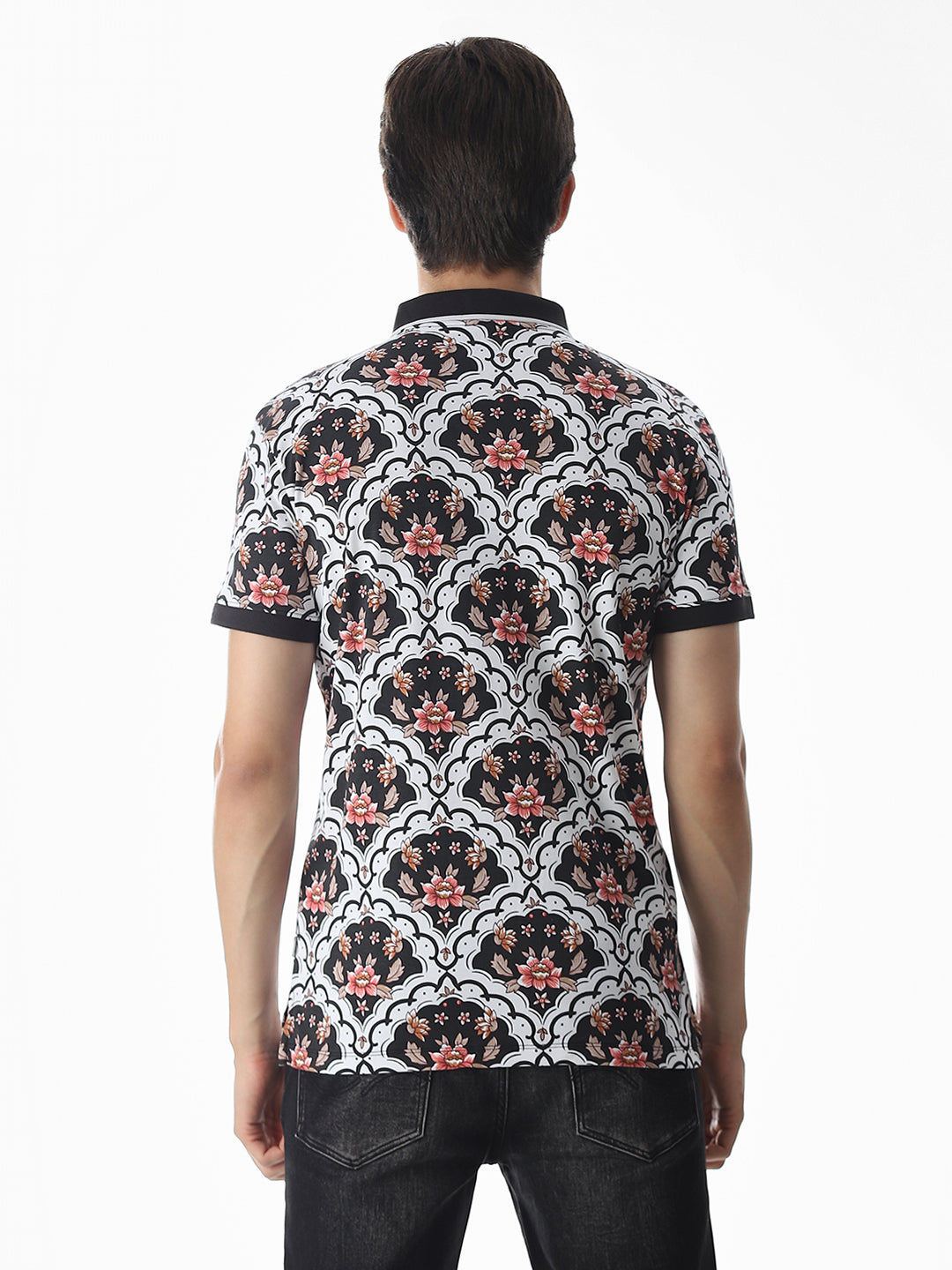 White Printed Cotton Polo