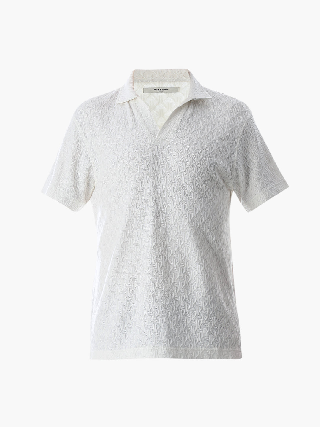 White Jacquard Cotton Polo