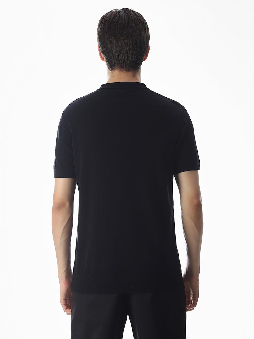 Black Knitted Cotton Polo