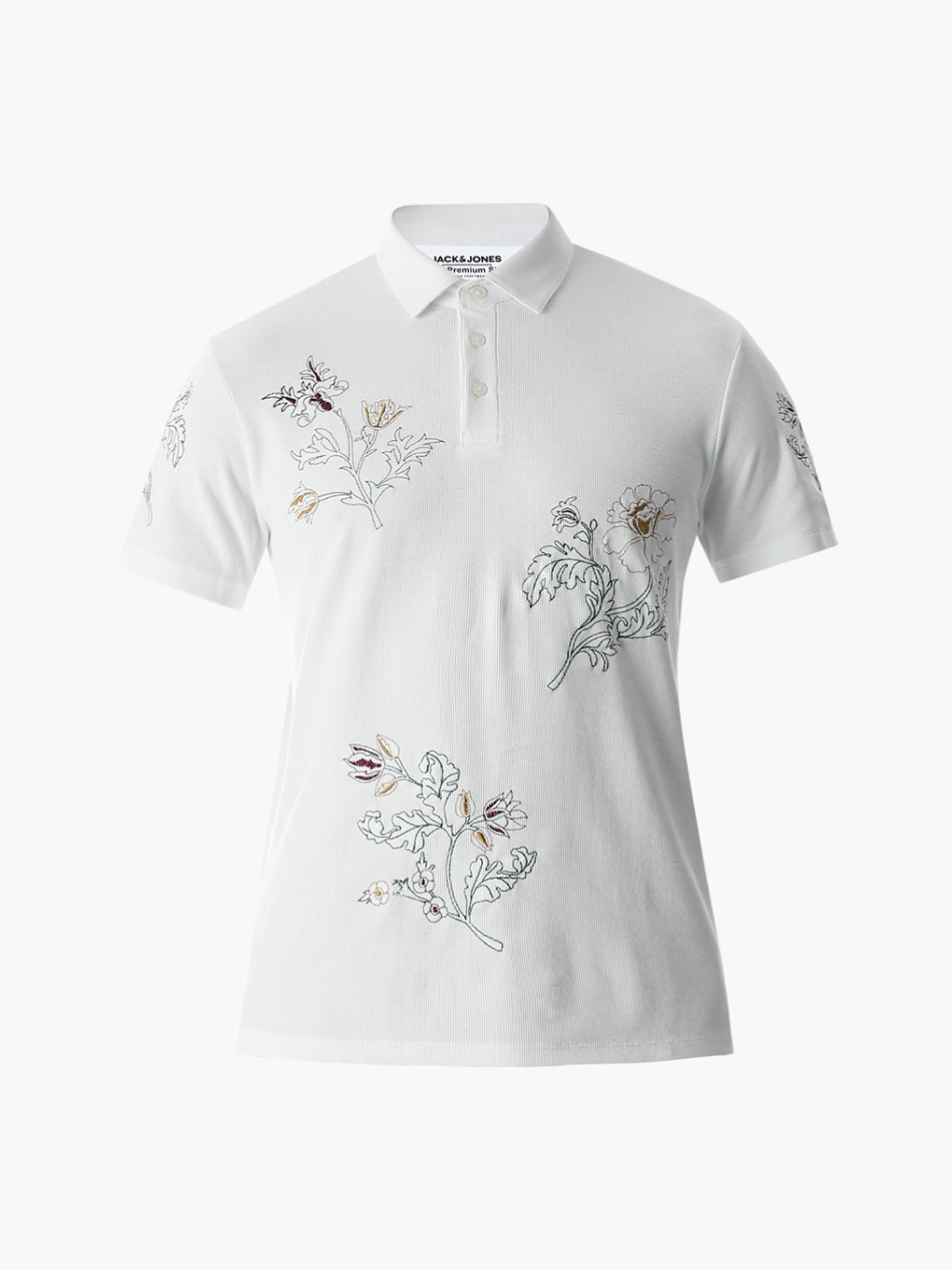 White Embroidered Polo