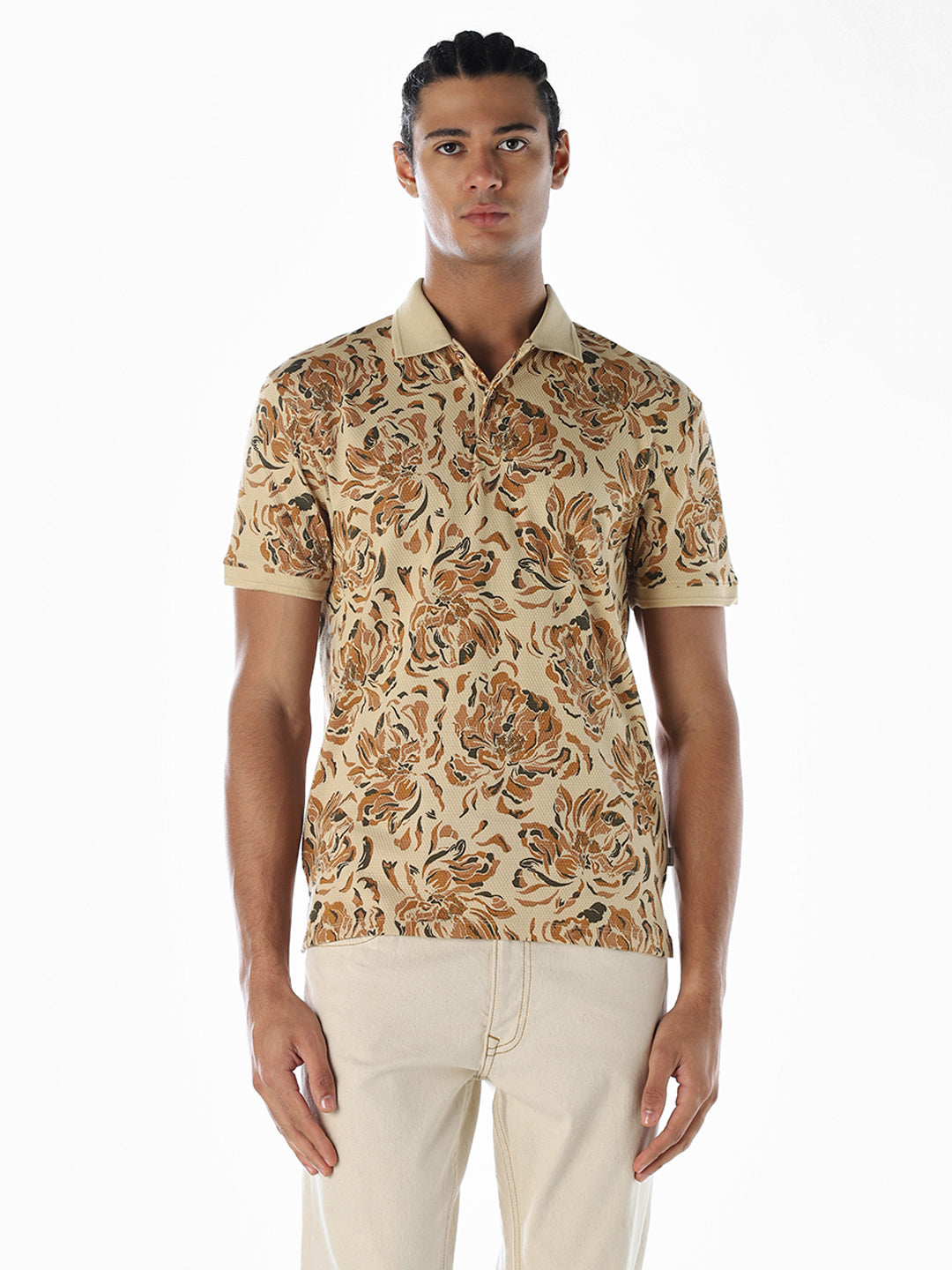Floral Print Cotton Polo