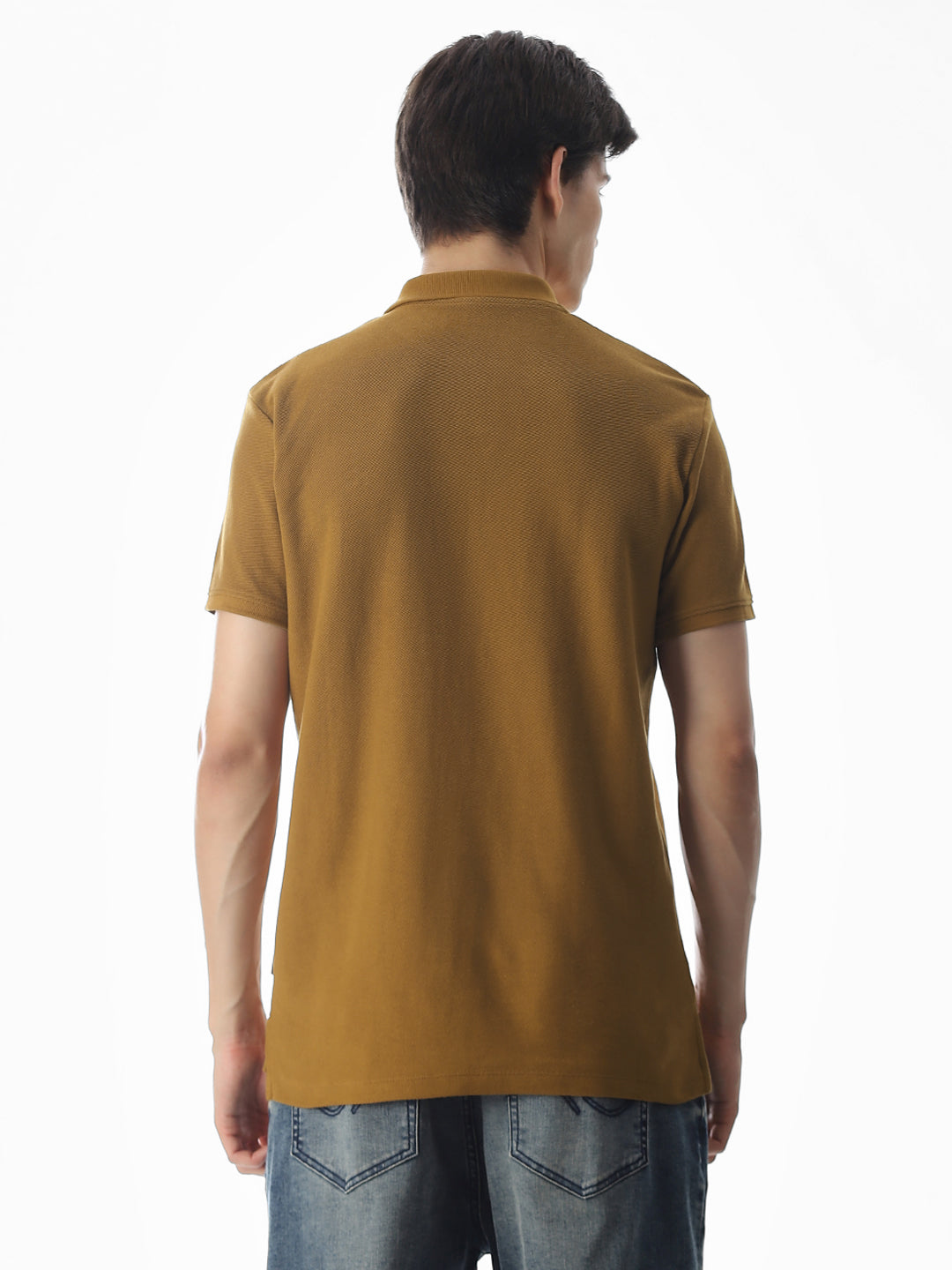 Brown Zip-Up Cotton Polo