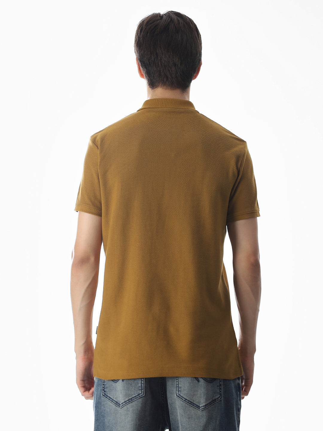 Brown Zip-Up Cotton Polo