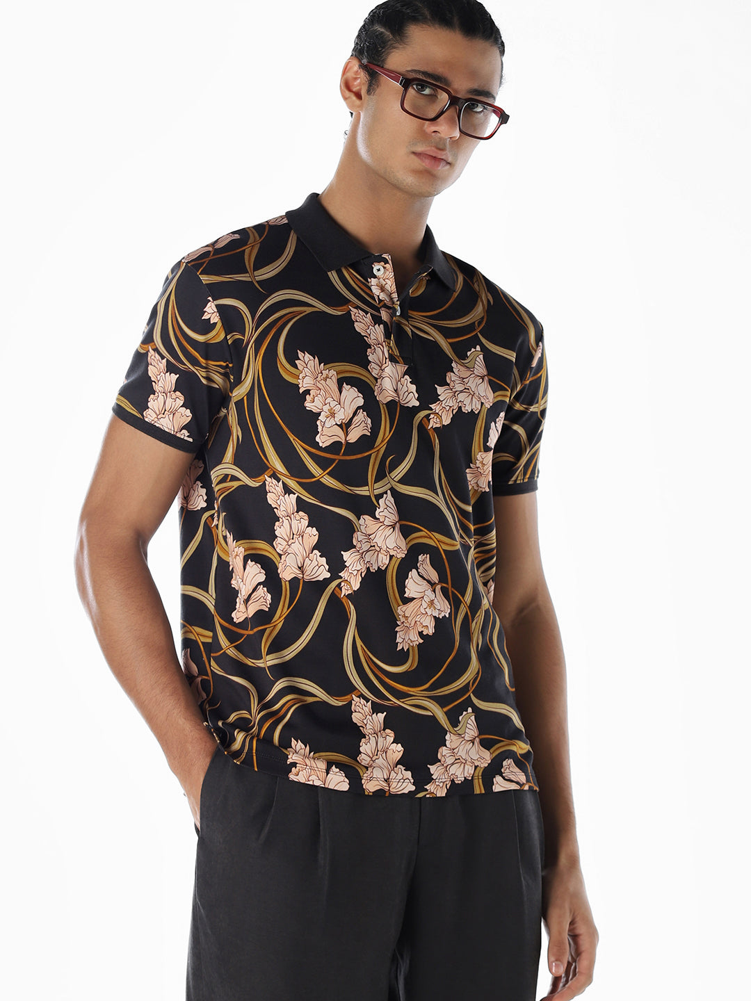 Floral Print Cotton Polo